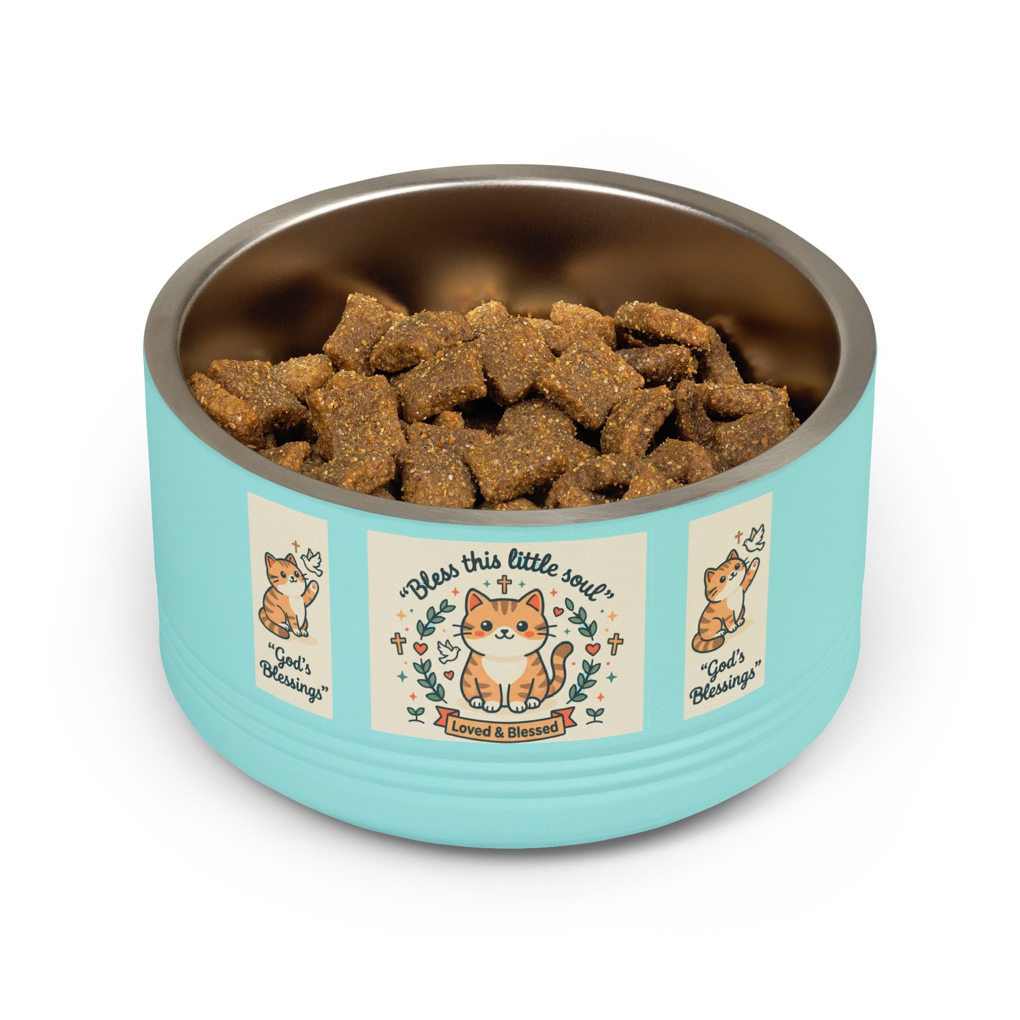 Cute Cat Pet Bowl — "Bless this little soul" 18oz Stainless Steel Bowl