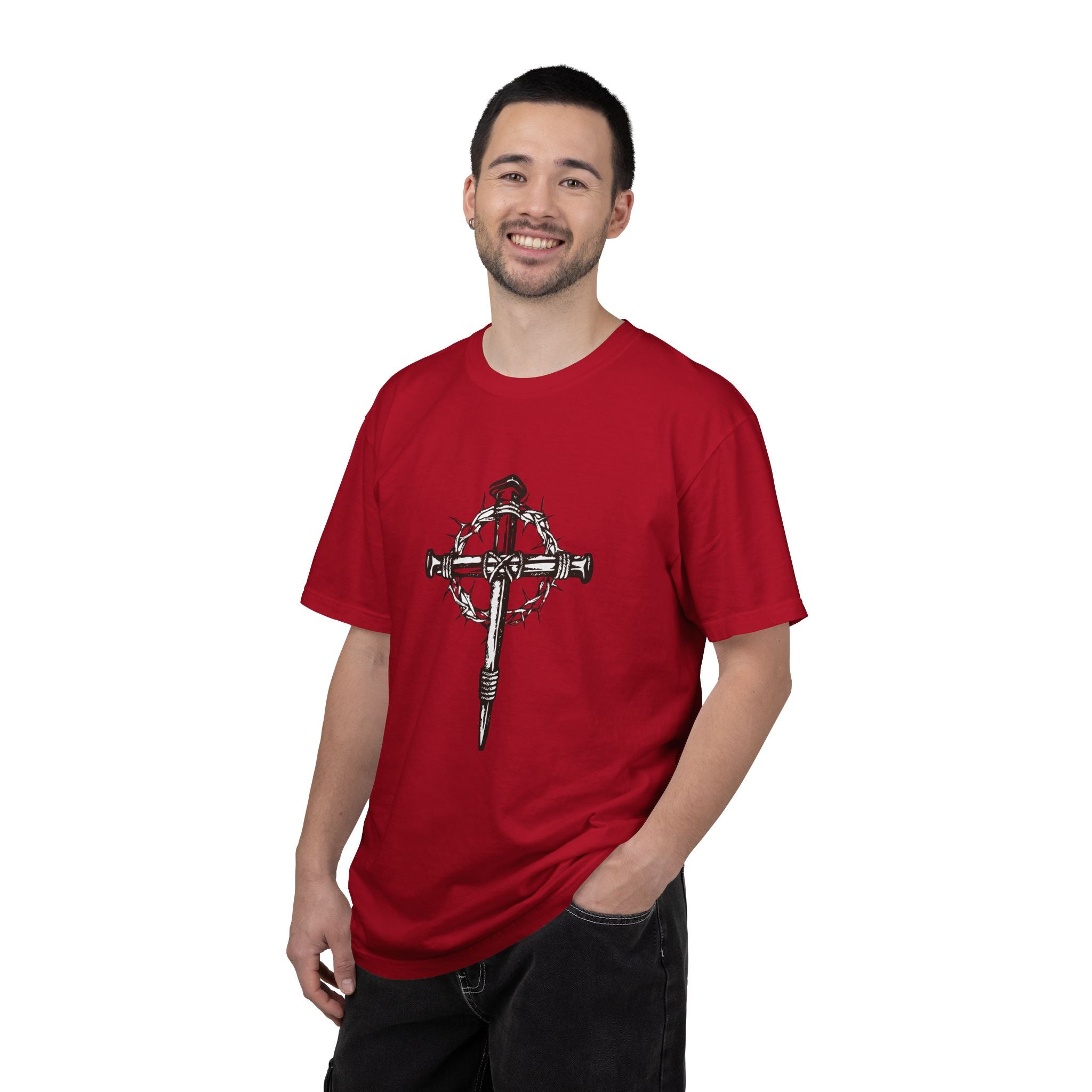 Nail Cross with Crown of Thorns T-shirt | Religious Gothic Faith Design