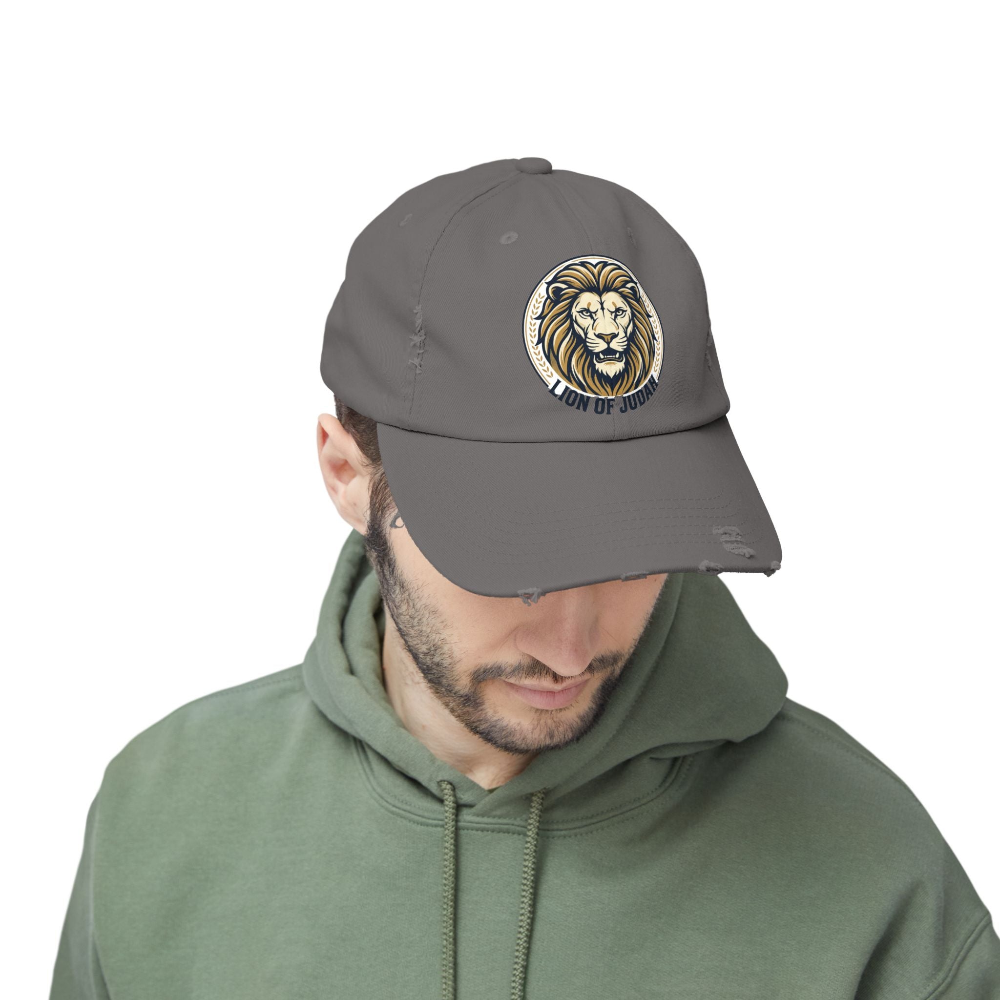 Lion of Judah Distressed Baseball Cap — Vintage Christian Hat