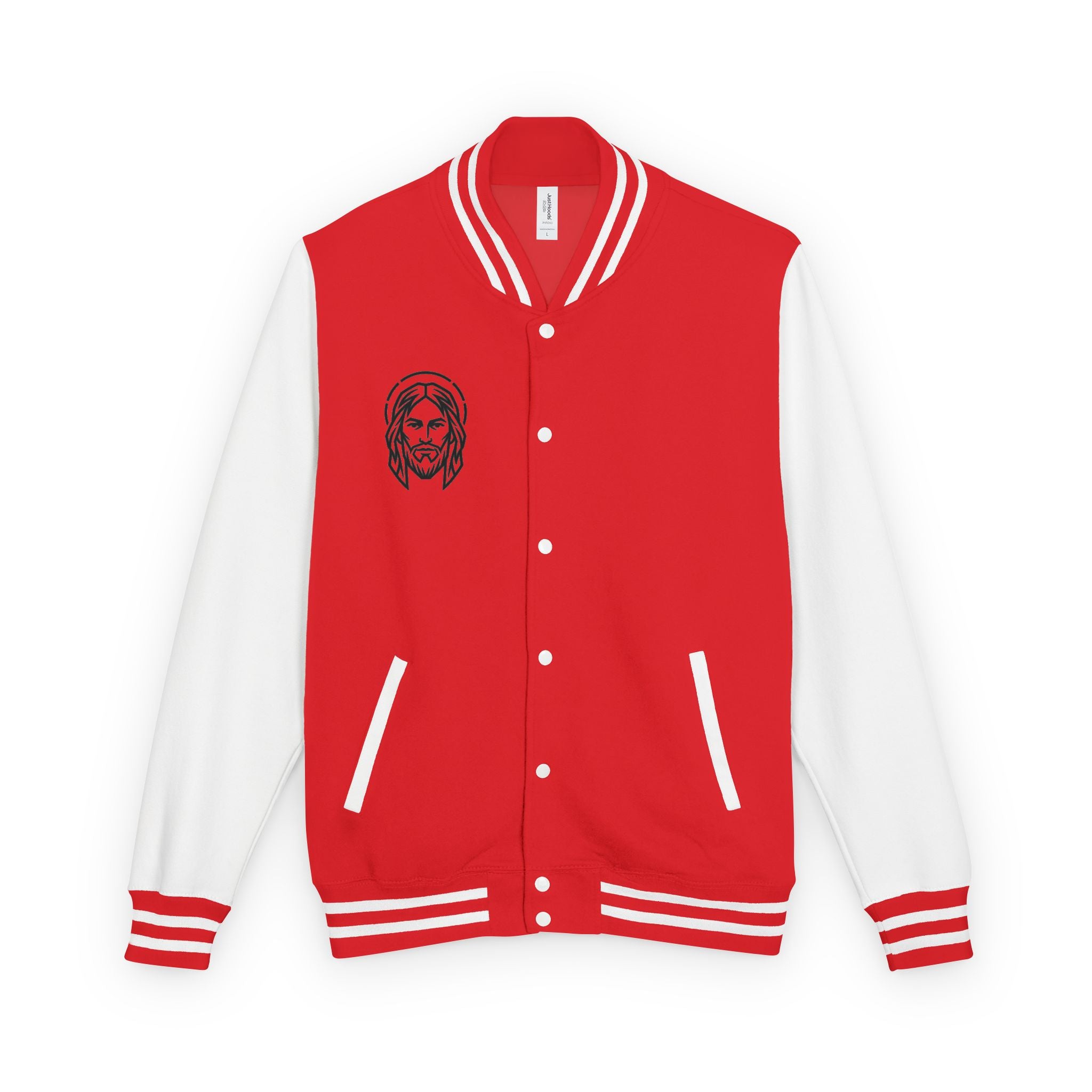 Christ Emblem Letterman Jacket | Red White Varsity