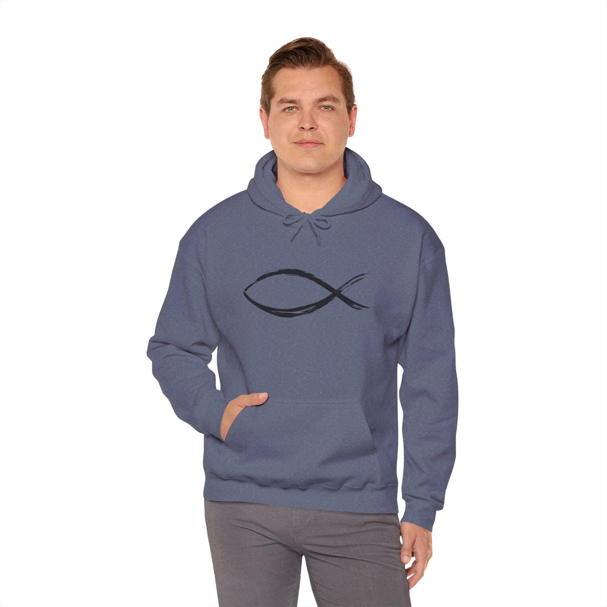 Christian Fish Symbal Heavy Blend™ Hooded Sweatshirt