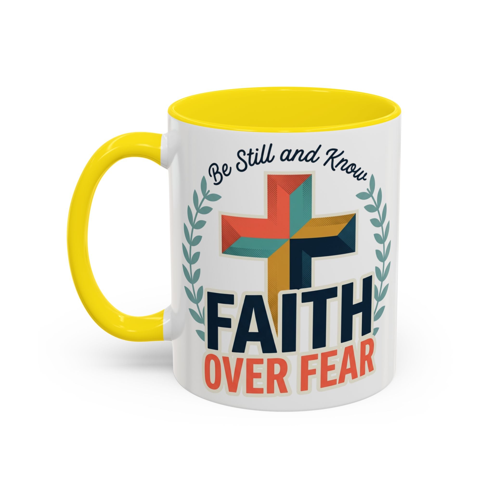 Faith Over Fear Accent Coffee Mug – Christian Inspirational 11/15oz