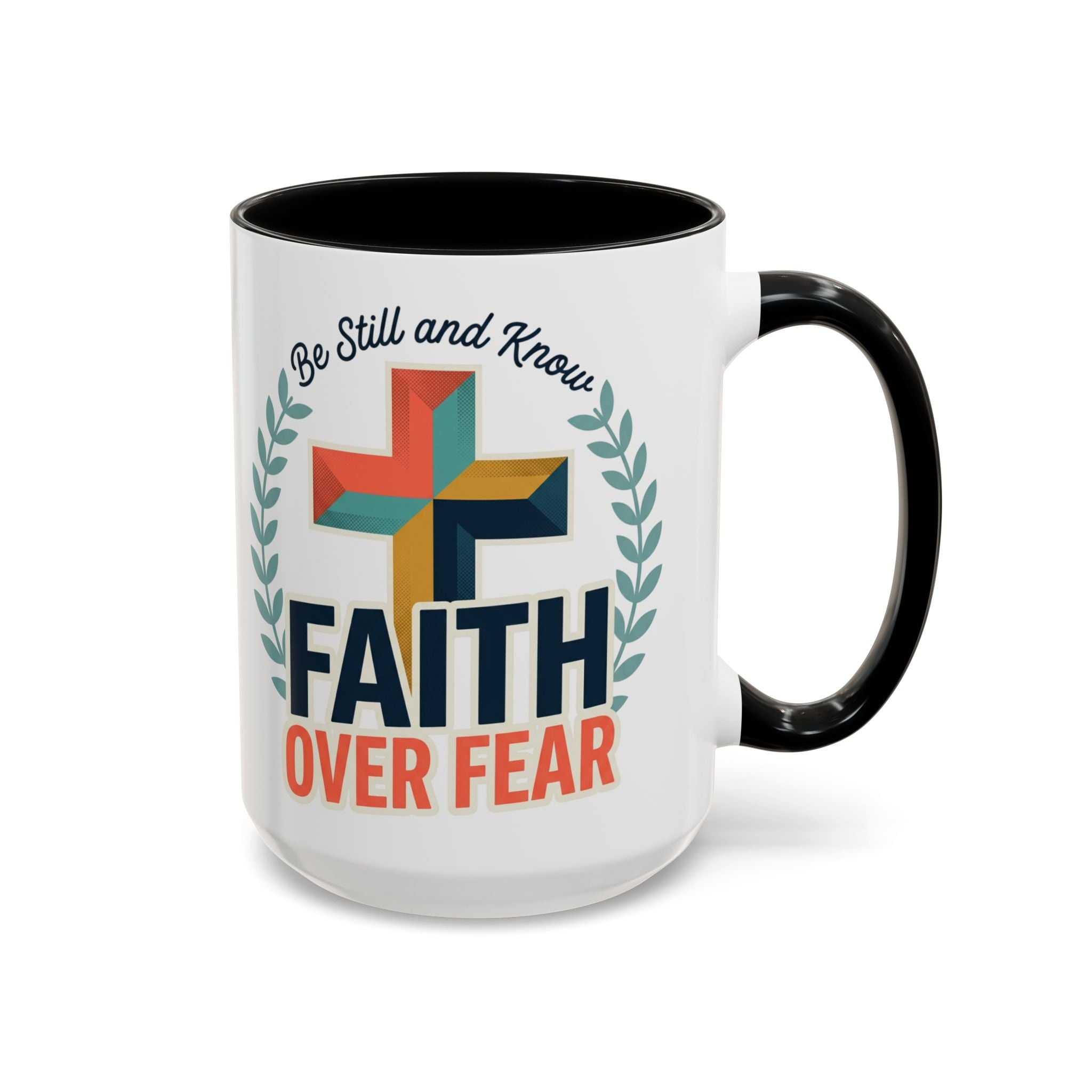Faith Over Fear Accent Coffee Mug – Christian Inspirational 11/15oz