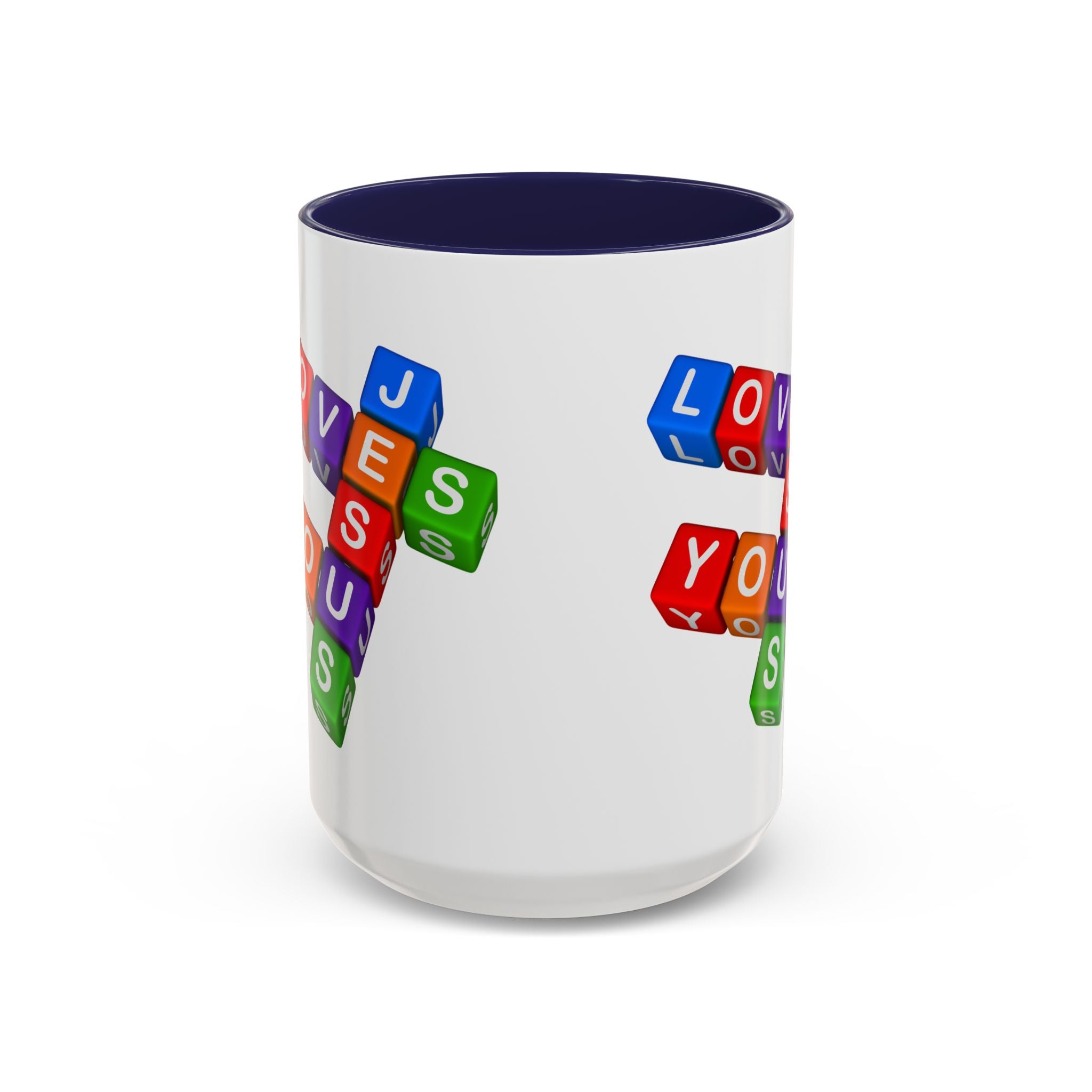 Colorful Letter Blocks 'Jesus Loves You' Mug | Accent Coffee Mug