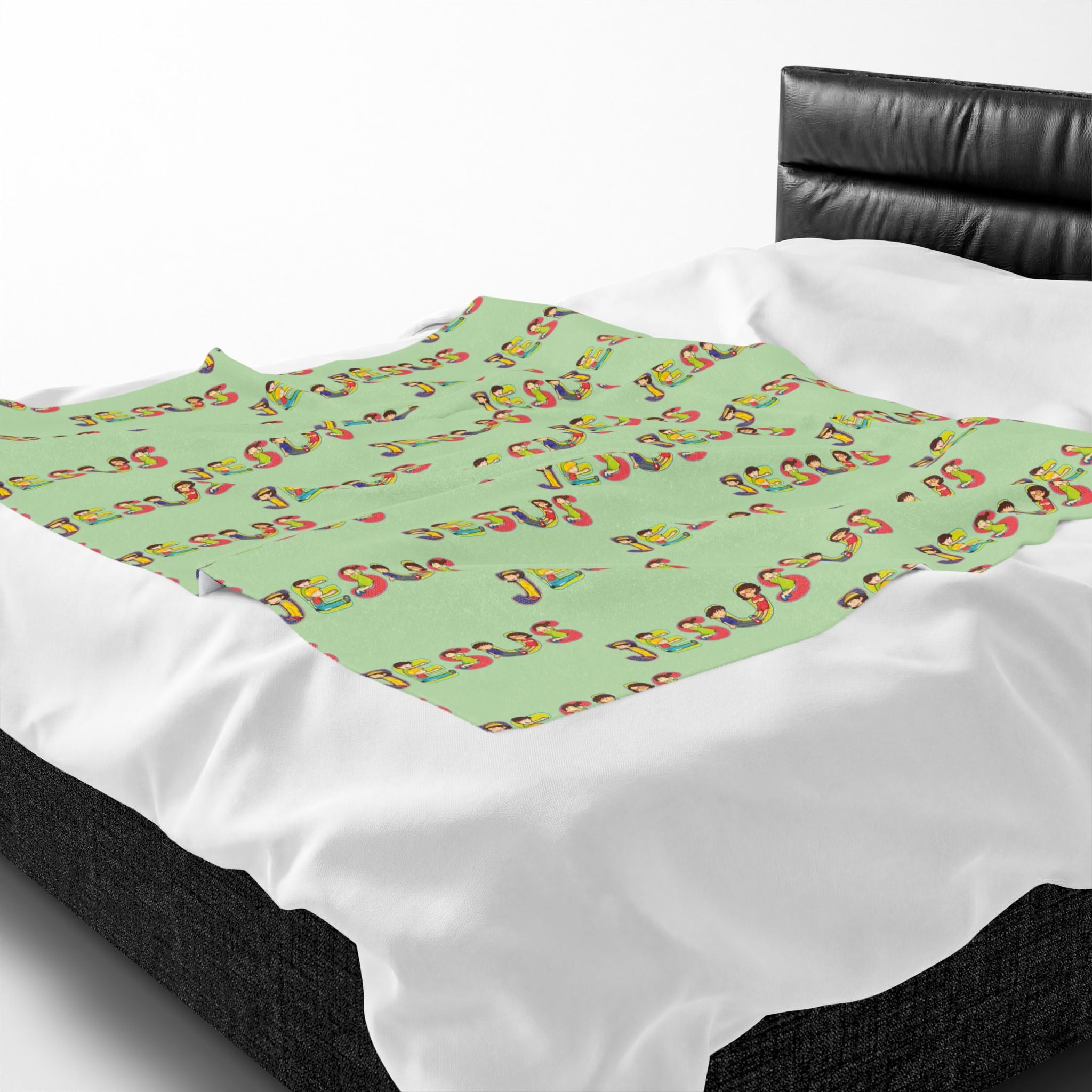 Jesus Velveteen Blanket | Monochrome Religious Throw