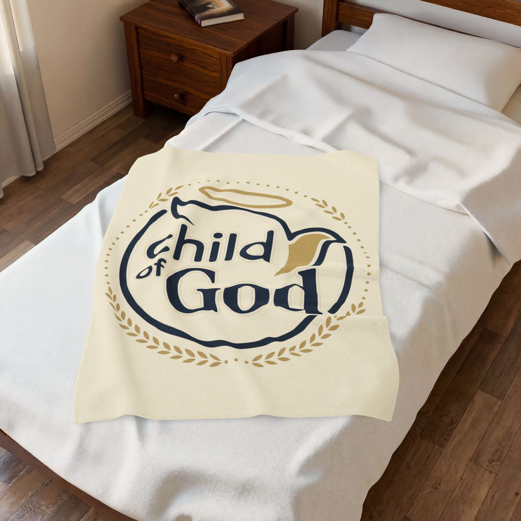 Child of God Velveteen Blanket | Monochrome Religious Throw