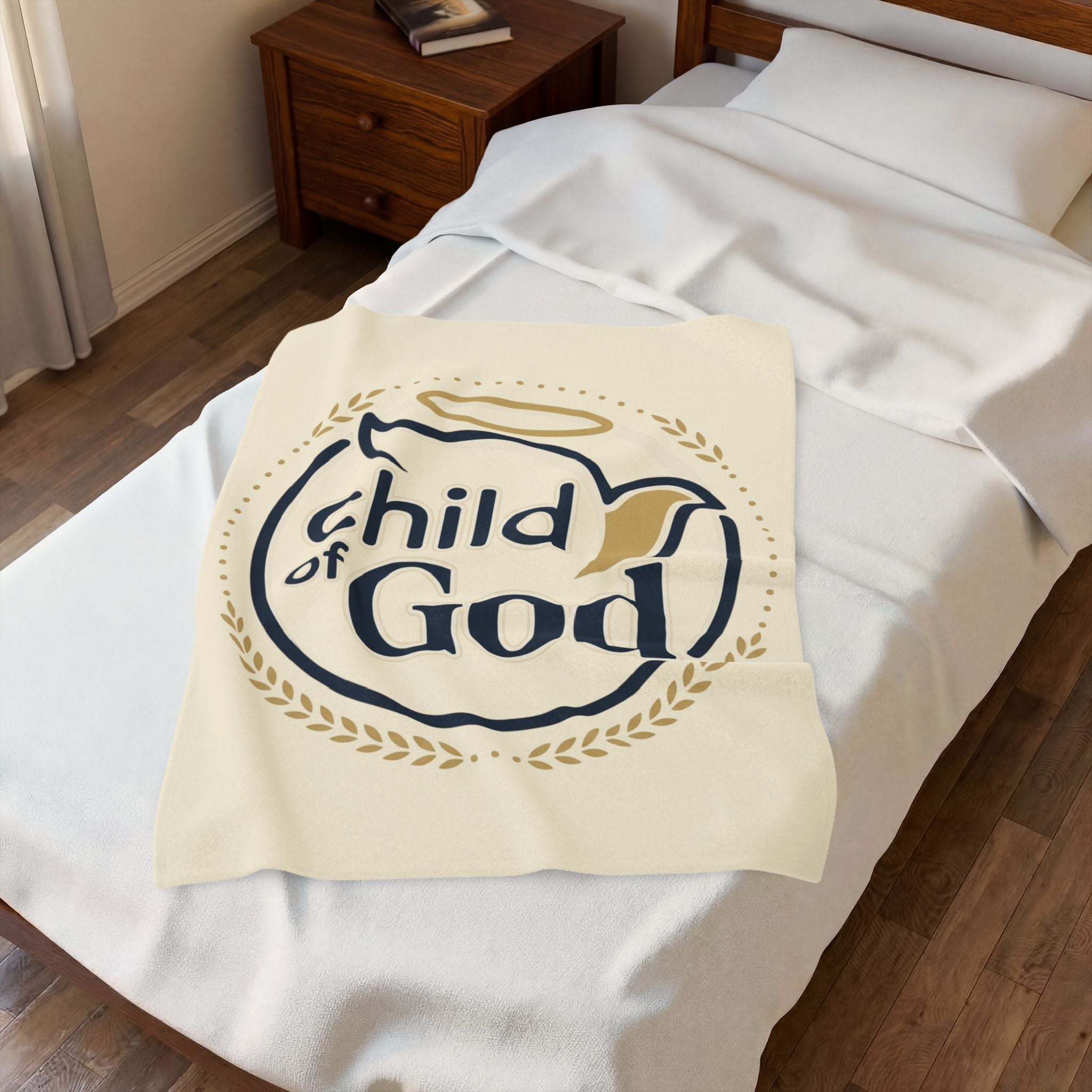 Child of God Velveteen Blanket | Monochrome Religious Throw