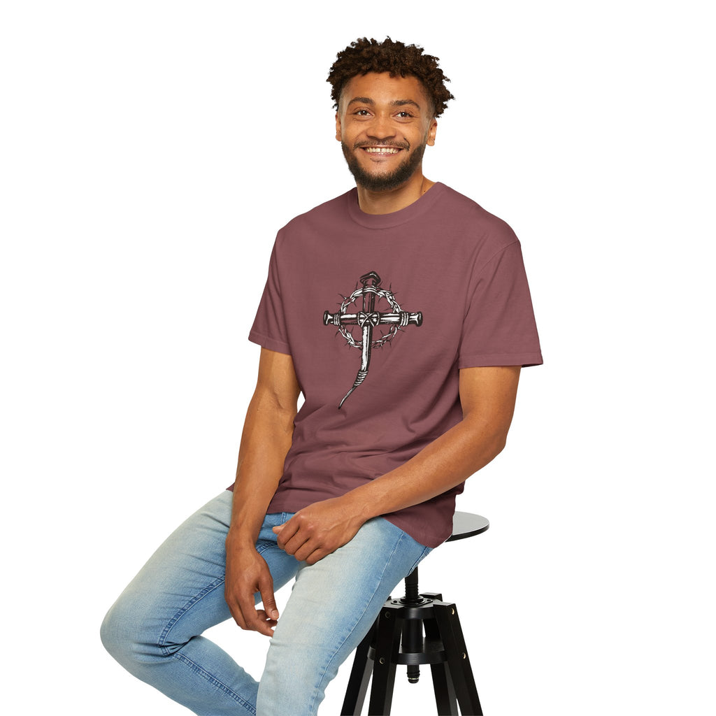 Nail Cross with Crown of Thorns T-shirt | Religious Gothic Faith Design
