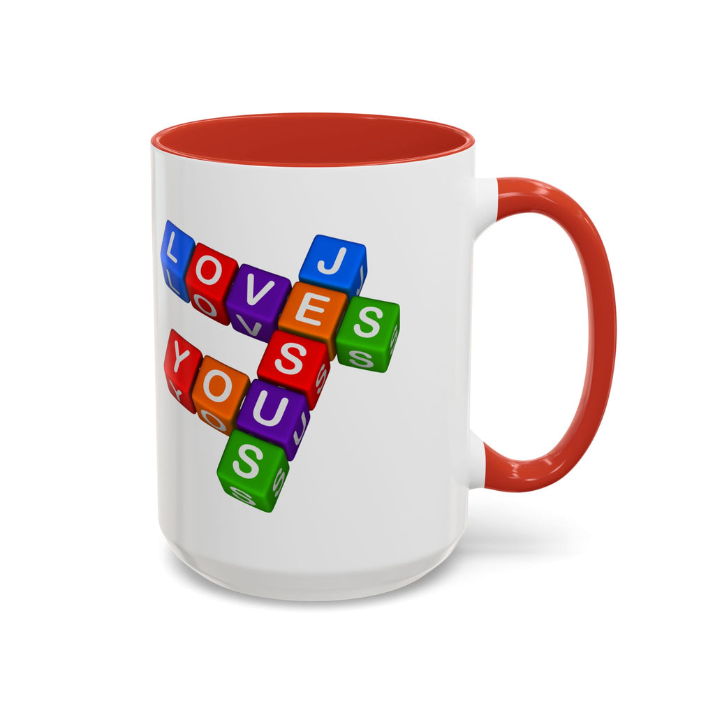 Colorful Letter Blocks 'Jesus Loves You' Mug | Accent Coffee Mug