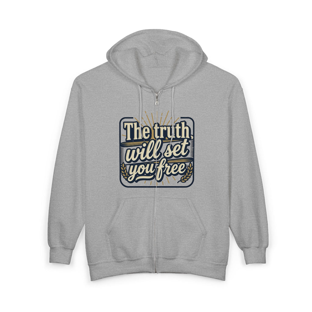 Zip Hoodie — “The truth will set you free” Inspirational Graphic Zip-Up