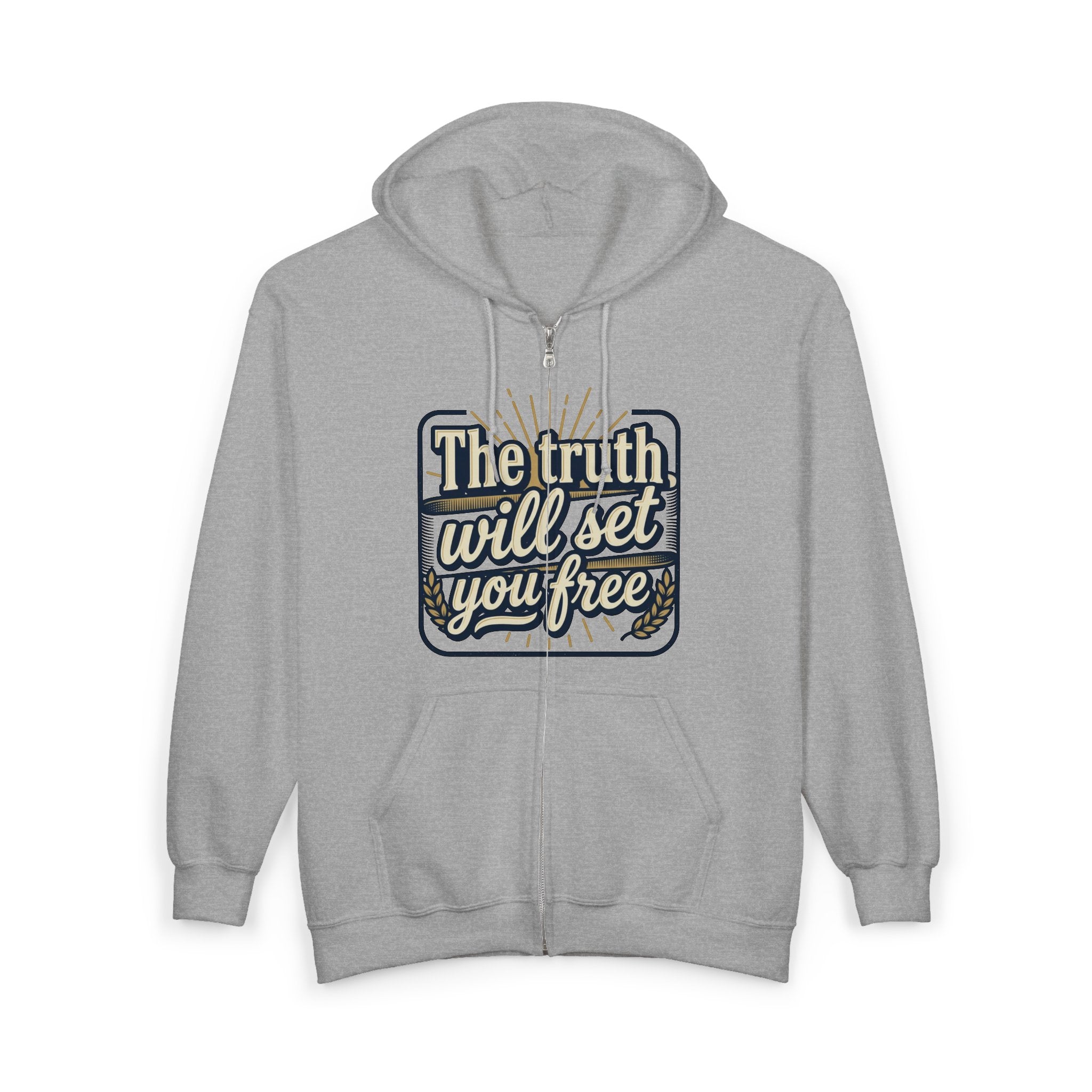 Zip Hoodie — “The truth will set you free” Inspirational Graphic Zip-Up