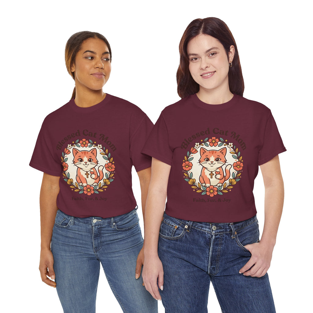 Blessed Cat Mom T-Shirt – Faith, Fur & Joy Floral Cat Mom Tee
