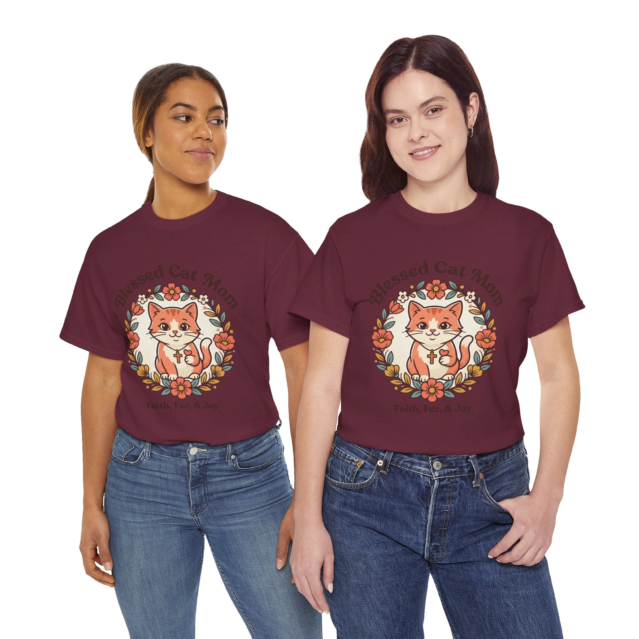 Blessed Cat Mom T-Shirt – Faith, Fur & Joy Floral Cat Mom Tee