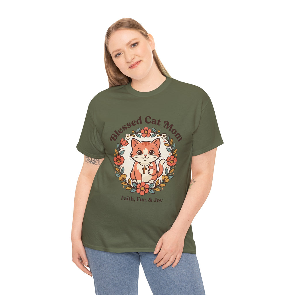 Blessed Cat Mom T-Shirt – Faith, Fur & Joy Floral Cat Mom Tee
