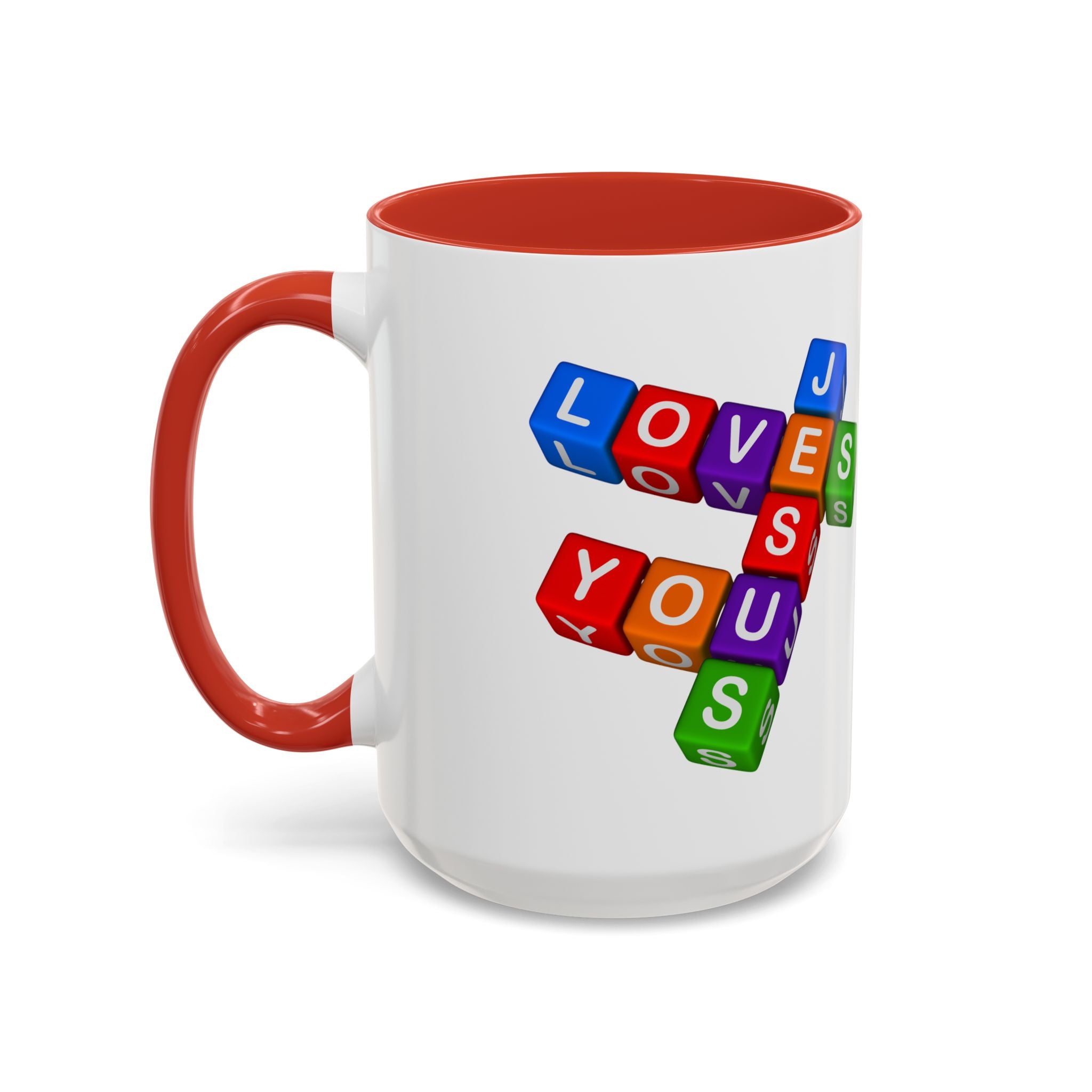 Colorful Letter Blocks 'Jesus Loves You' Mug | Accent Coffee Mug