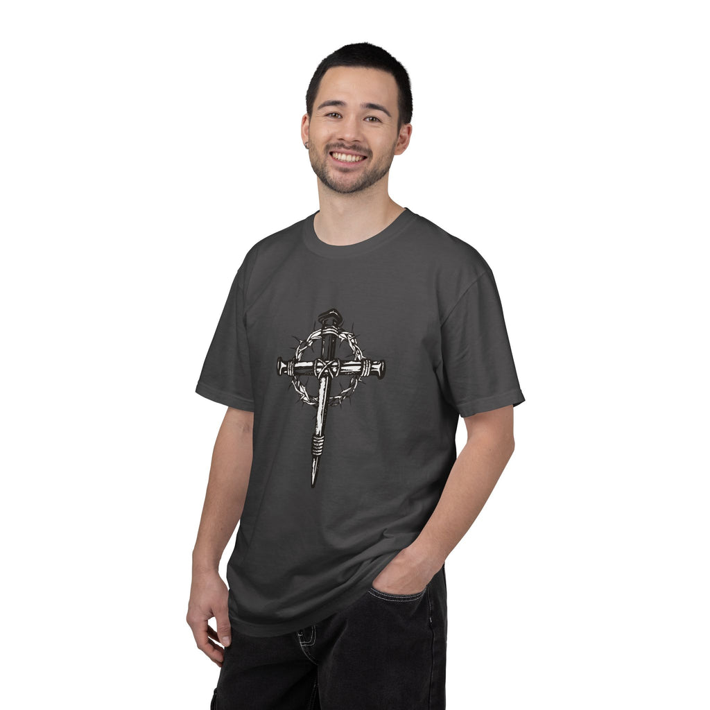 Nail Cross with Crown of Thorns T-shirt | Religious Gothic Faith Design