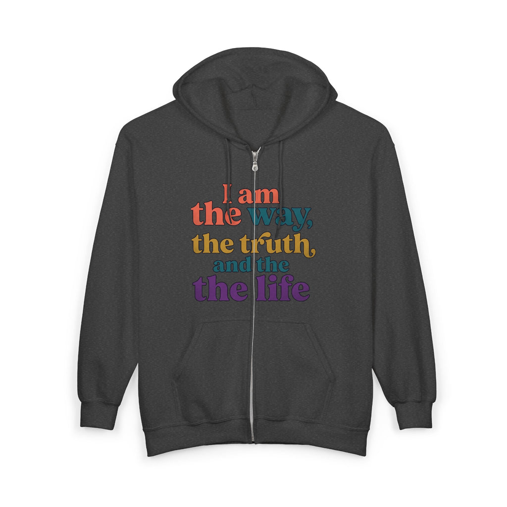 Zip Hoodie — “The way, truth and Life” Inspirational Graphic Zip-Up