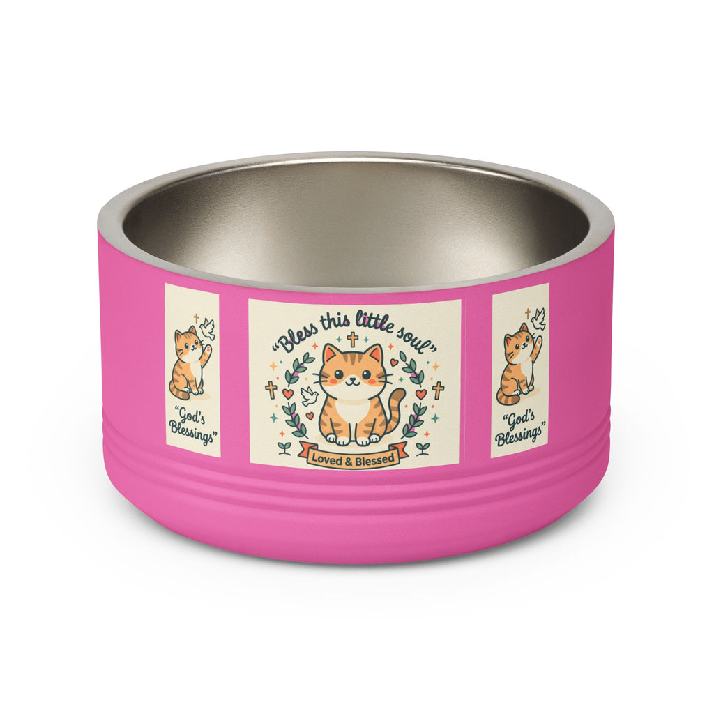 Cute Cat Pet Bowl — "Bless this little soul" 18oz Stainless Steel Bowl
