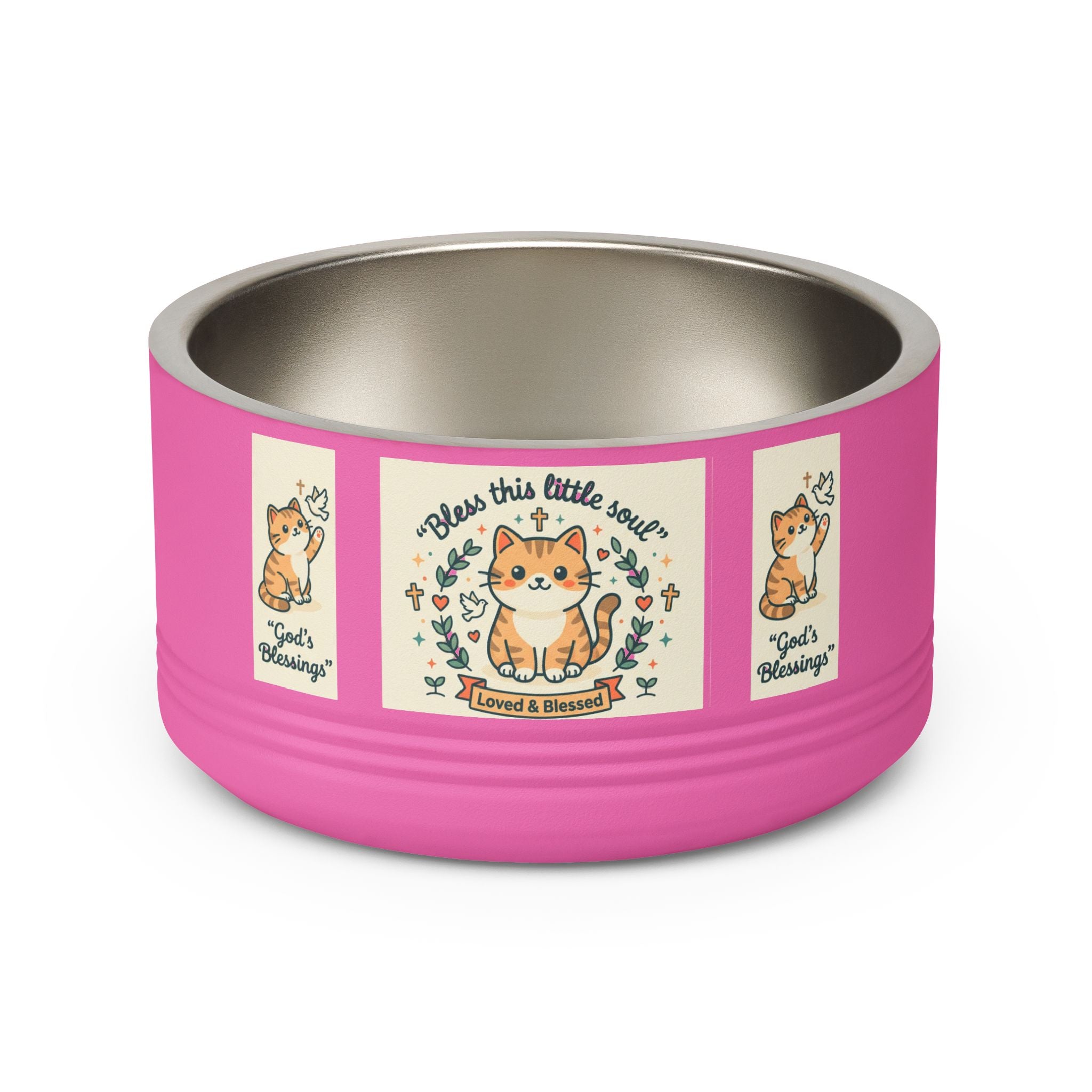 Cute Cat Pet Bowl — "Bless this little soul" 18oz Stainless Steel Bowl