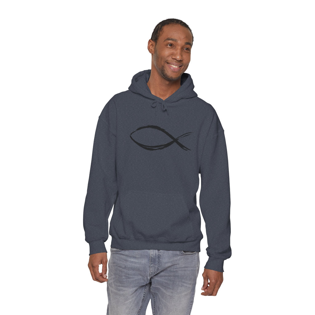 Christian Fish Symbal Heavy Blend™ Hooded Sweatshirt