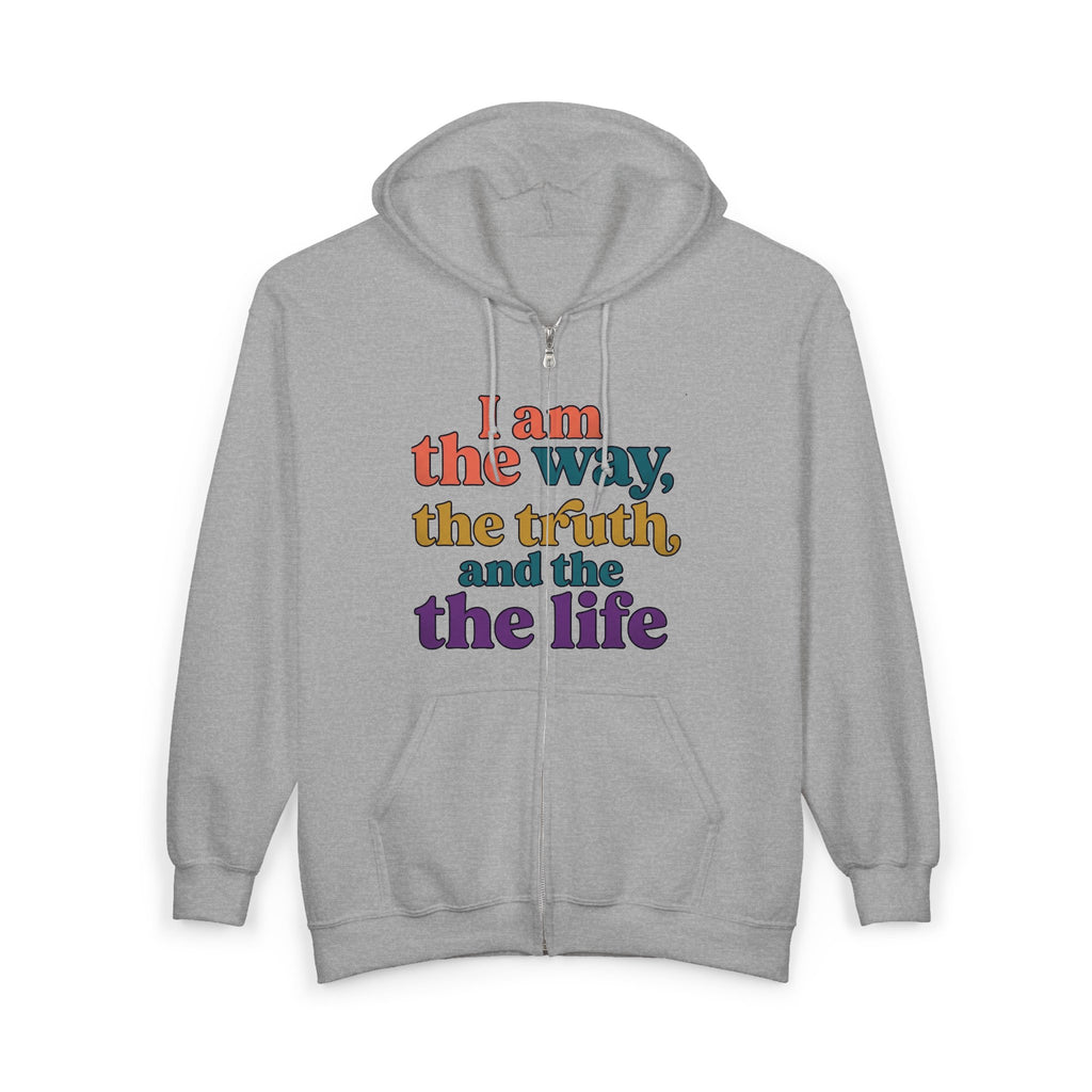 Zip Hoodie — “The way, truth and Life” Inspirational Graphic Zip-Up