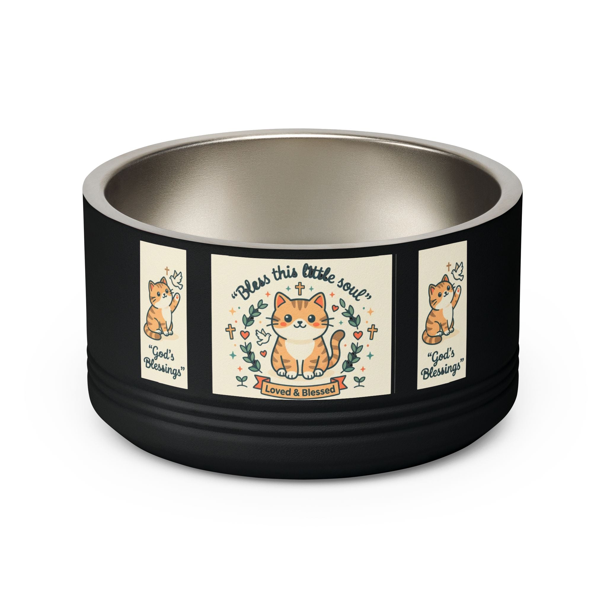 Cute Cat Pet Bowl — "Bless this little soul" 18oz Stainless Steel Bowl