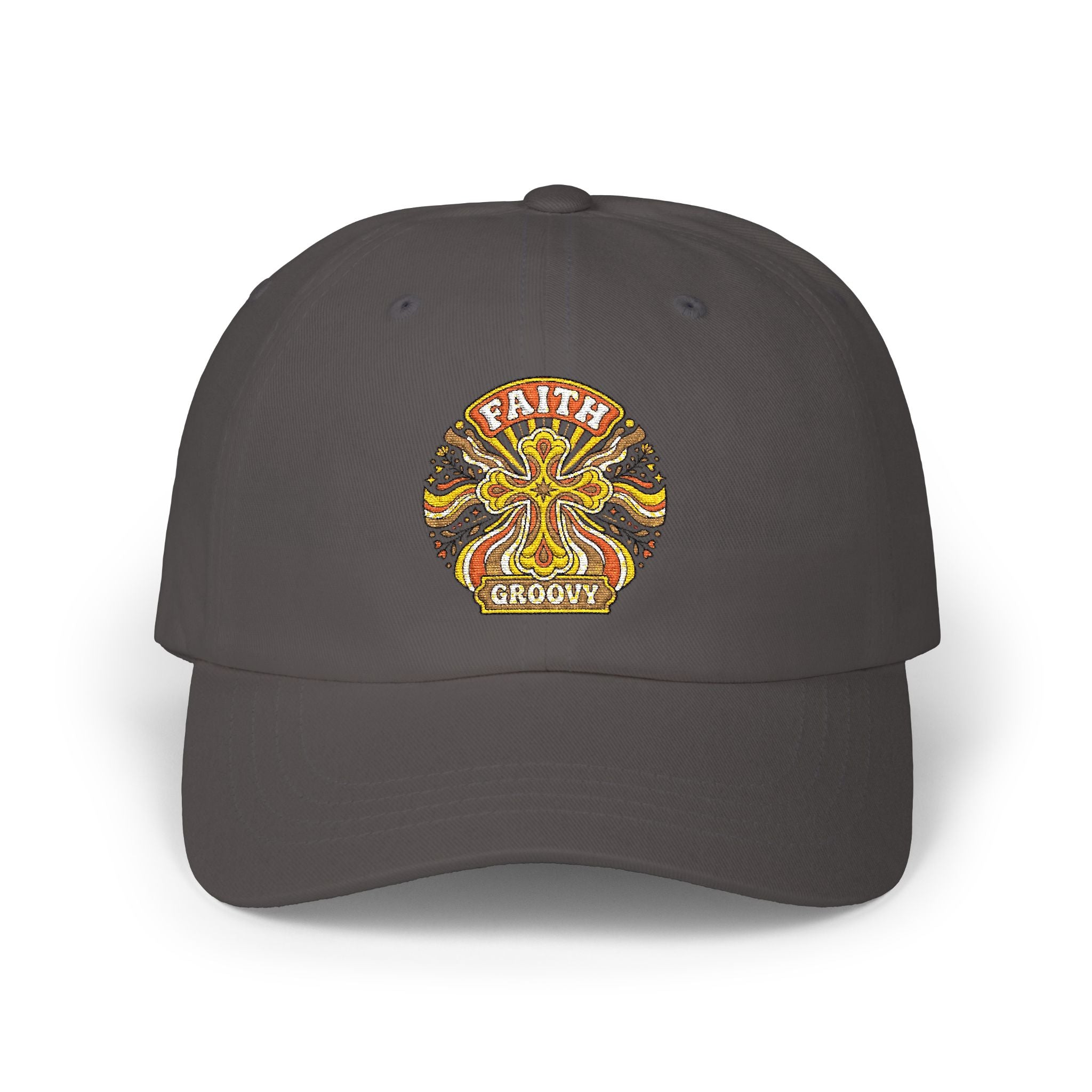 Faith Groovy Dad Cap — Christian Embroidered Baseball Hat