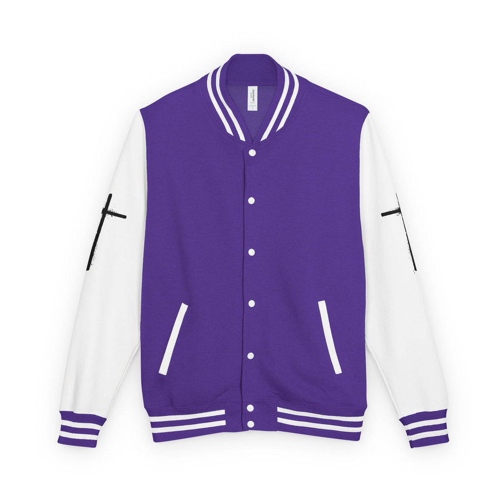 Cross Emblem Letterman Jacket | Red White Varsity