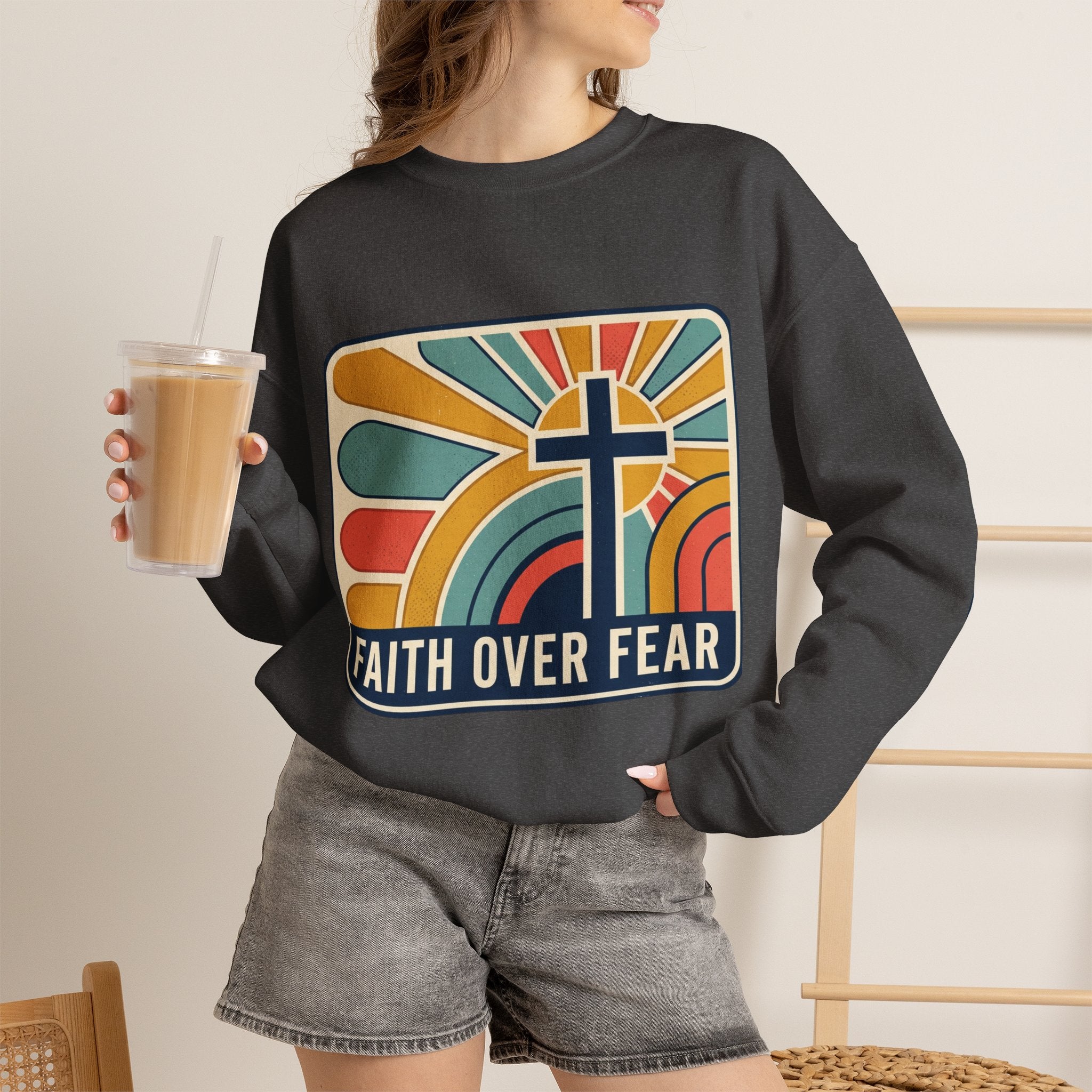 Faith Over Fear Christian Heavy Blend™ Crewneck Sweatshirt