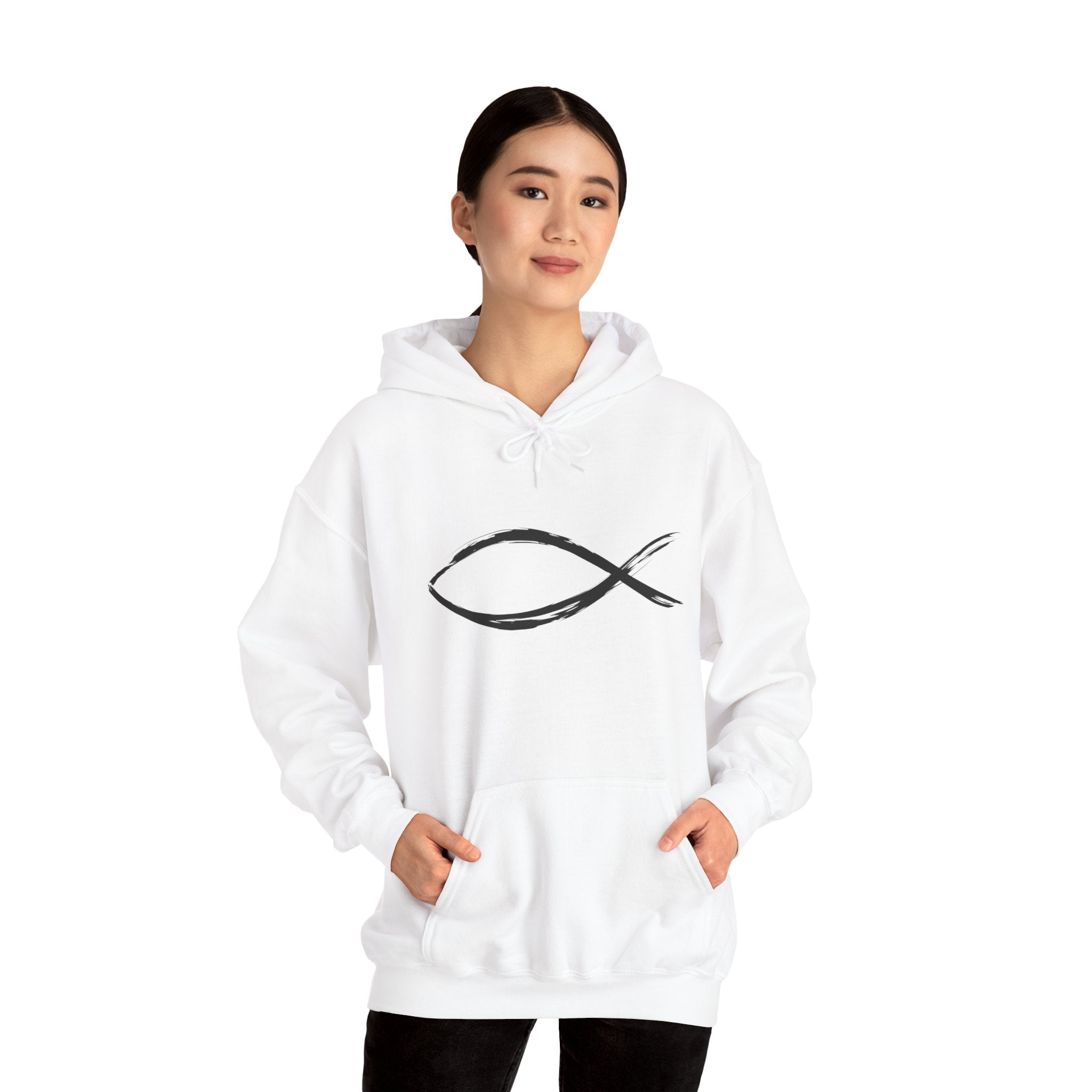 Christian Fish Symbal Heavy Blend™ Hooded Sweatshirt
