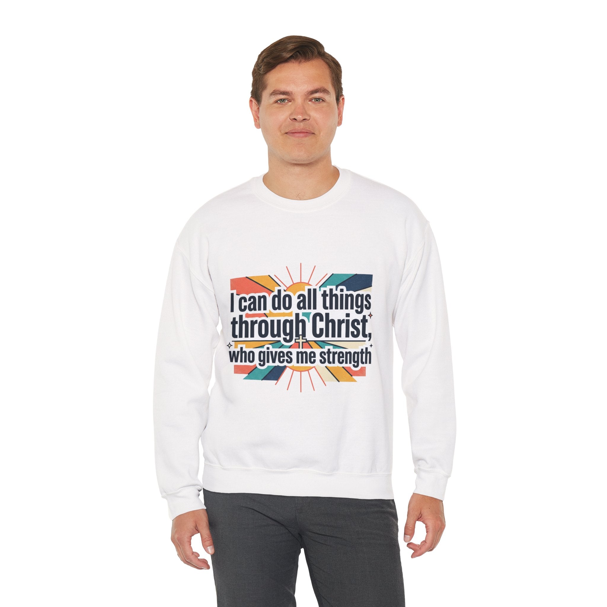 All things through Christ Christian Heavy Blend™ Crewneck Sweatshirt