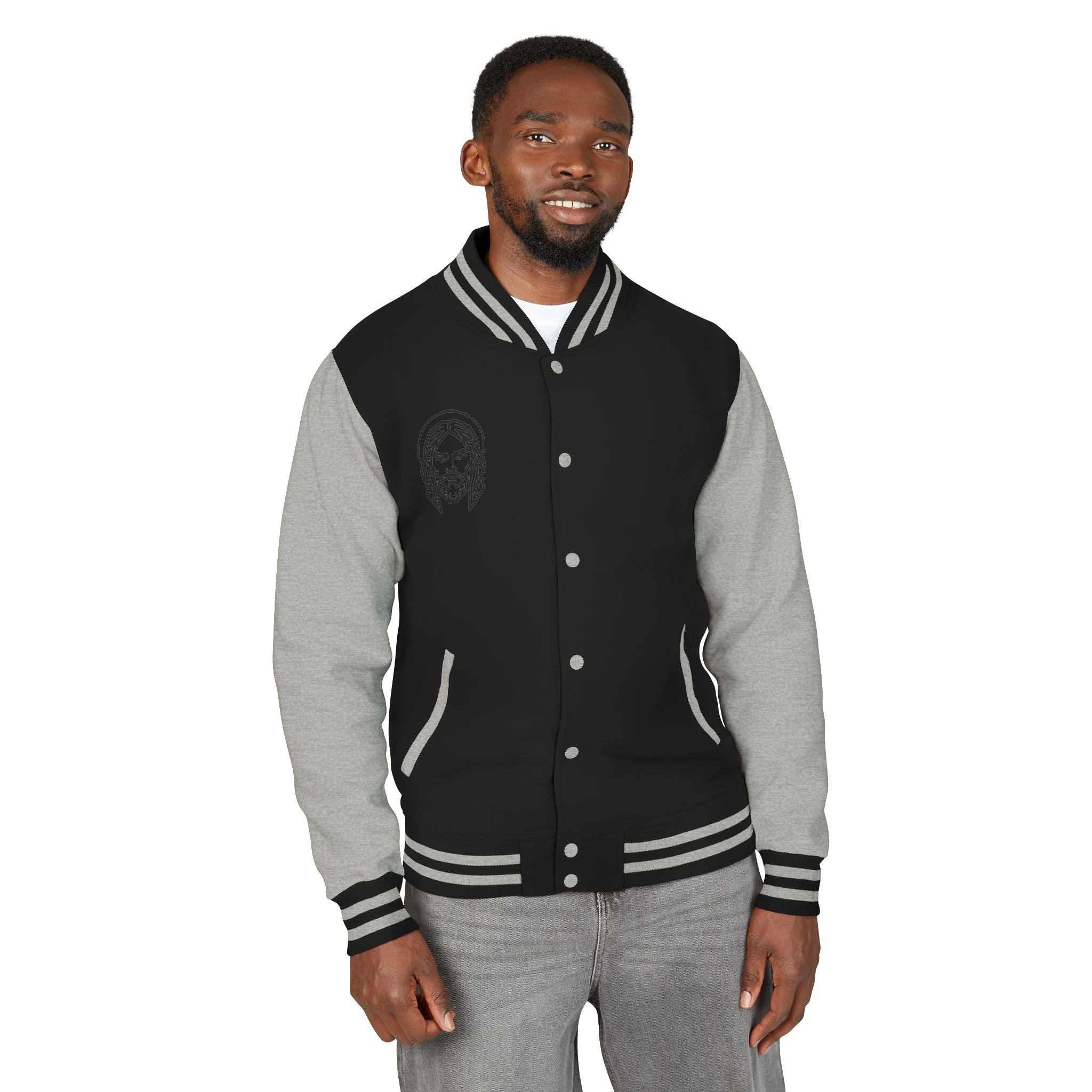 Christ Emblem Letterman Jacket | Red White Varsity