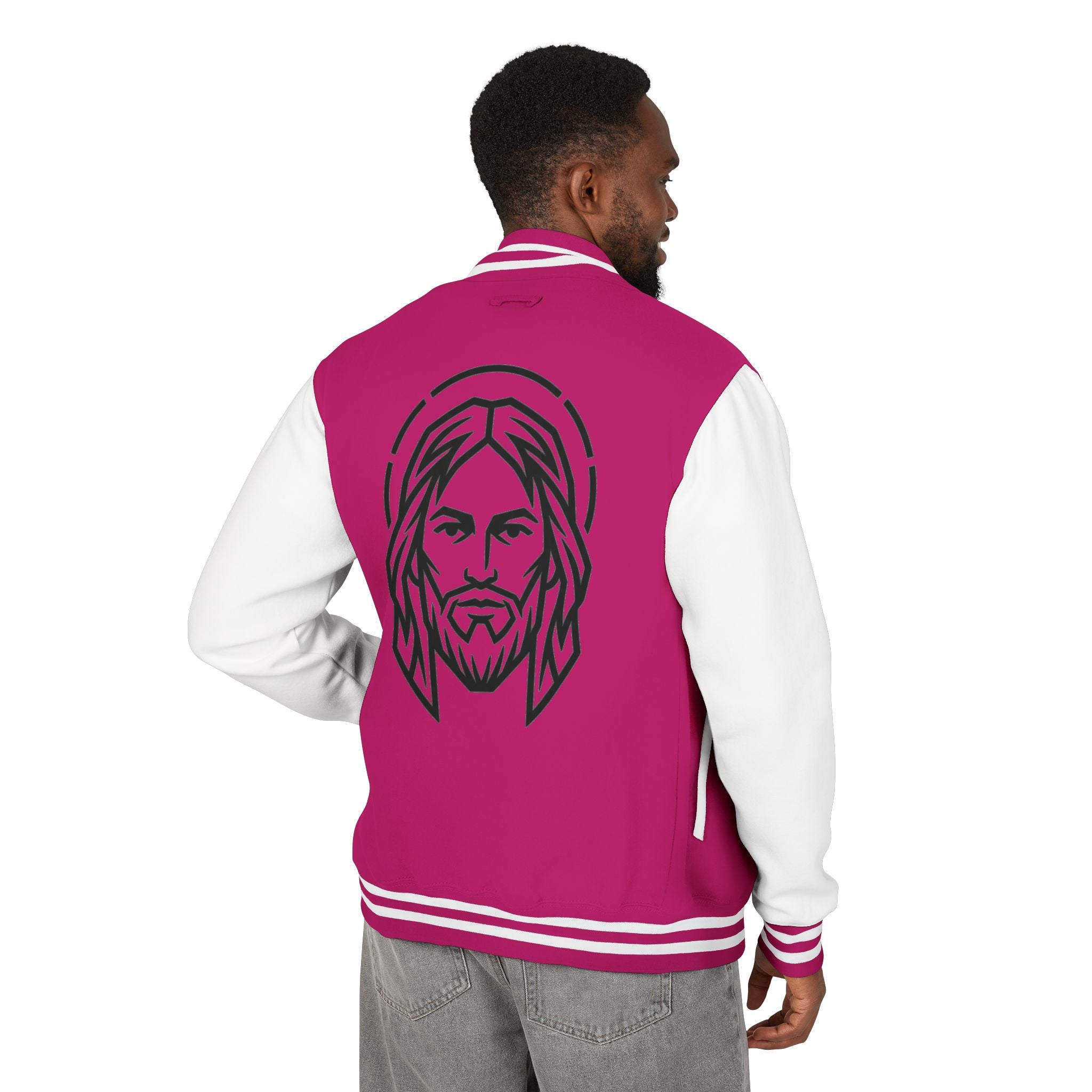 Christ Emblem Letterman Jacket | Red White Varsity
