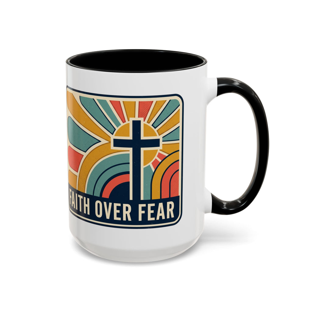 Faith over fear Retro Script Mug | Accent Coffee Mug