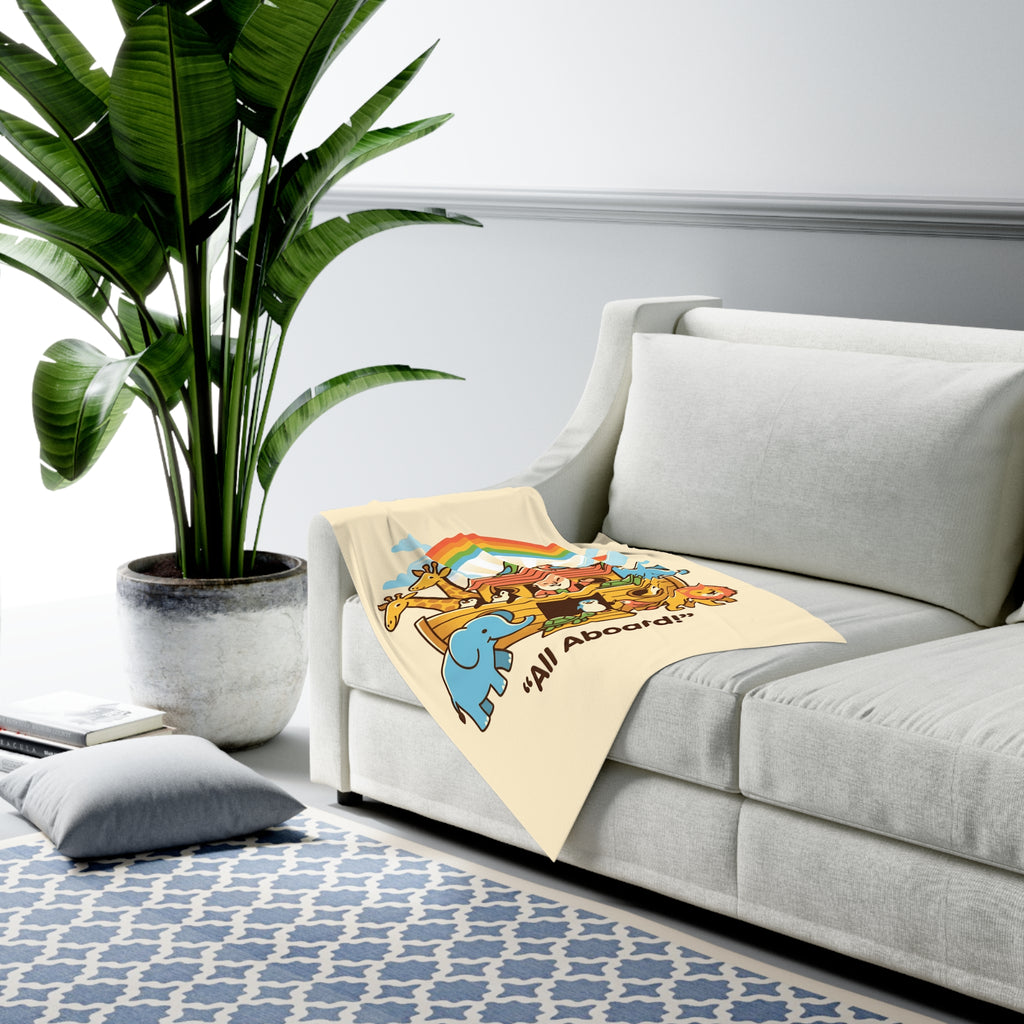 Noah's Ark Animals All Aboard Baby Swaddle Blanket | Rainbow Nursery