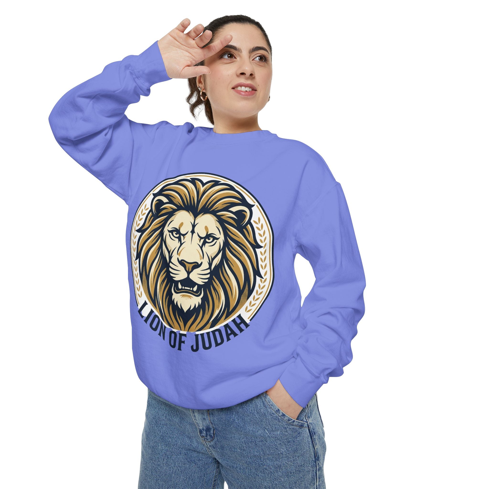 Lion of Judah Sweatshirt — Religious Lion Graphic Crewneck