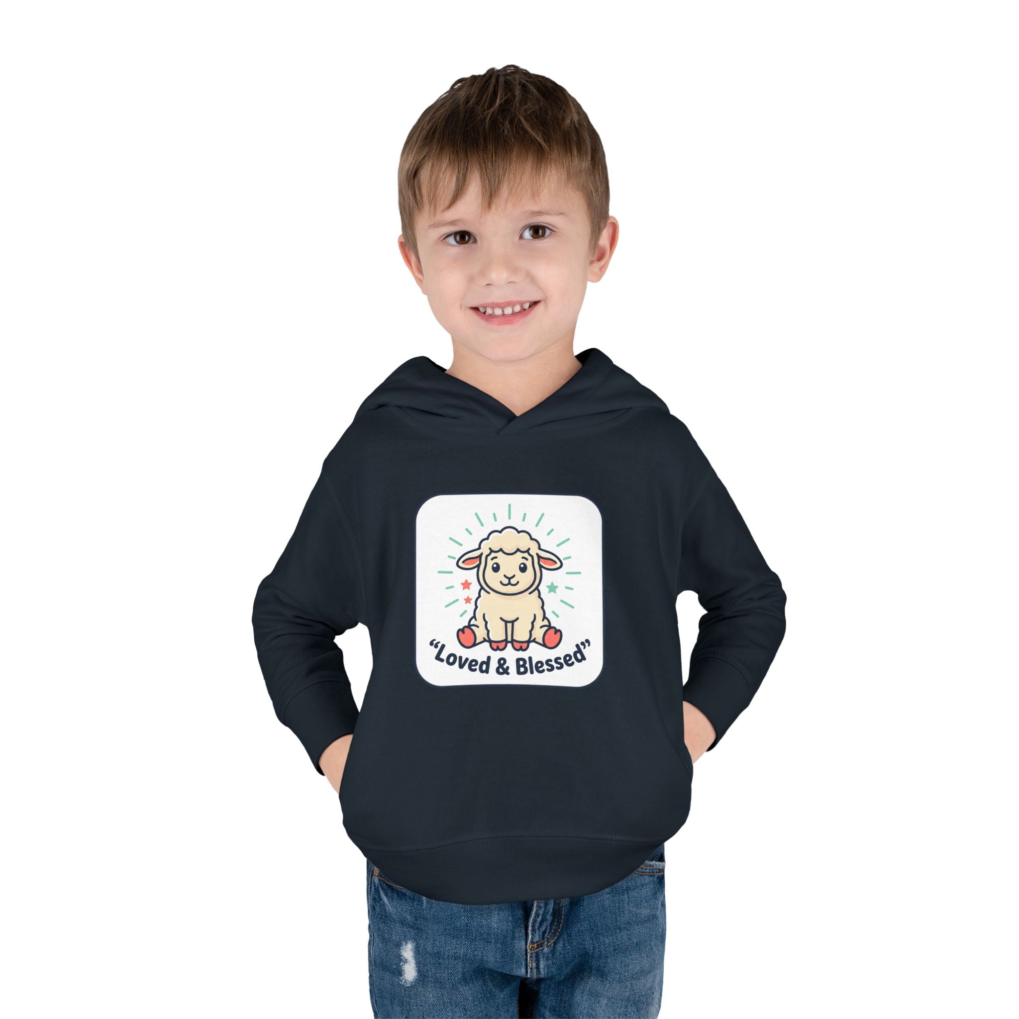 Loved & Blessed Lamb toddler hoodie | Cute lamb illustration pullover