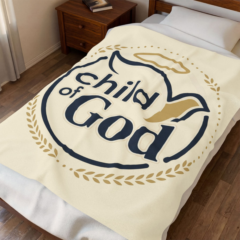 Child of God Velveteen Blanket | Monochrome Religious Throw