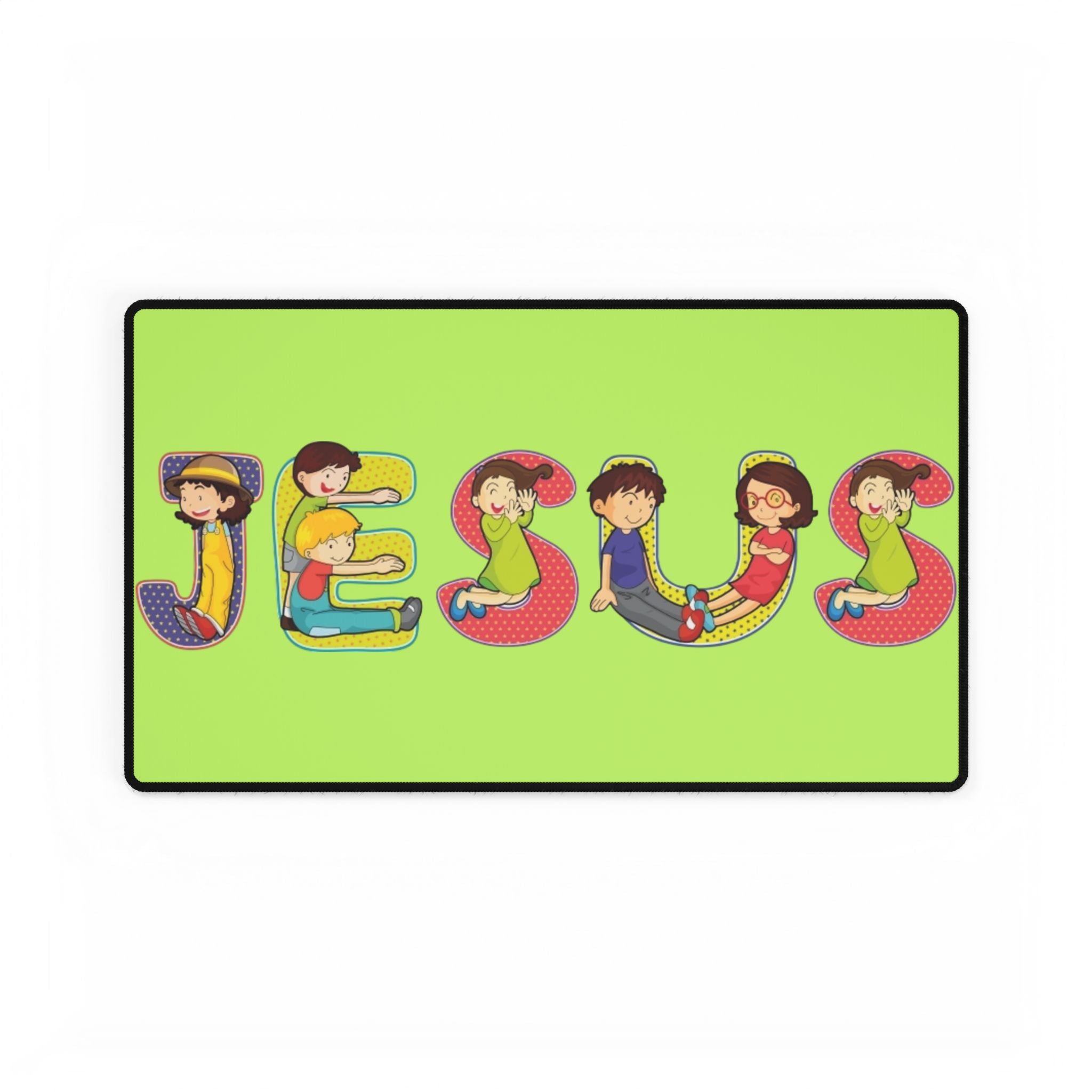 Kids Letters JESUS desk mat | Christian children playroom mousepad