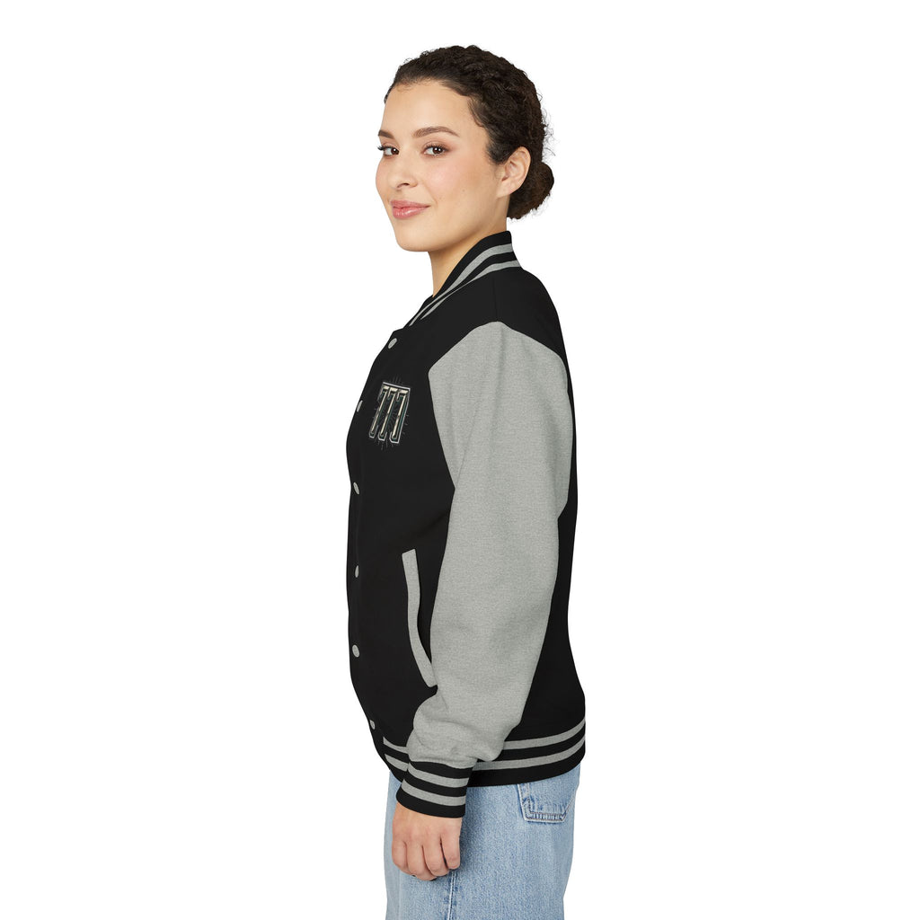 777 Emblem Letterman Jacket | Red White Varsity
