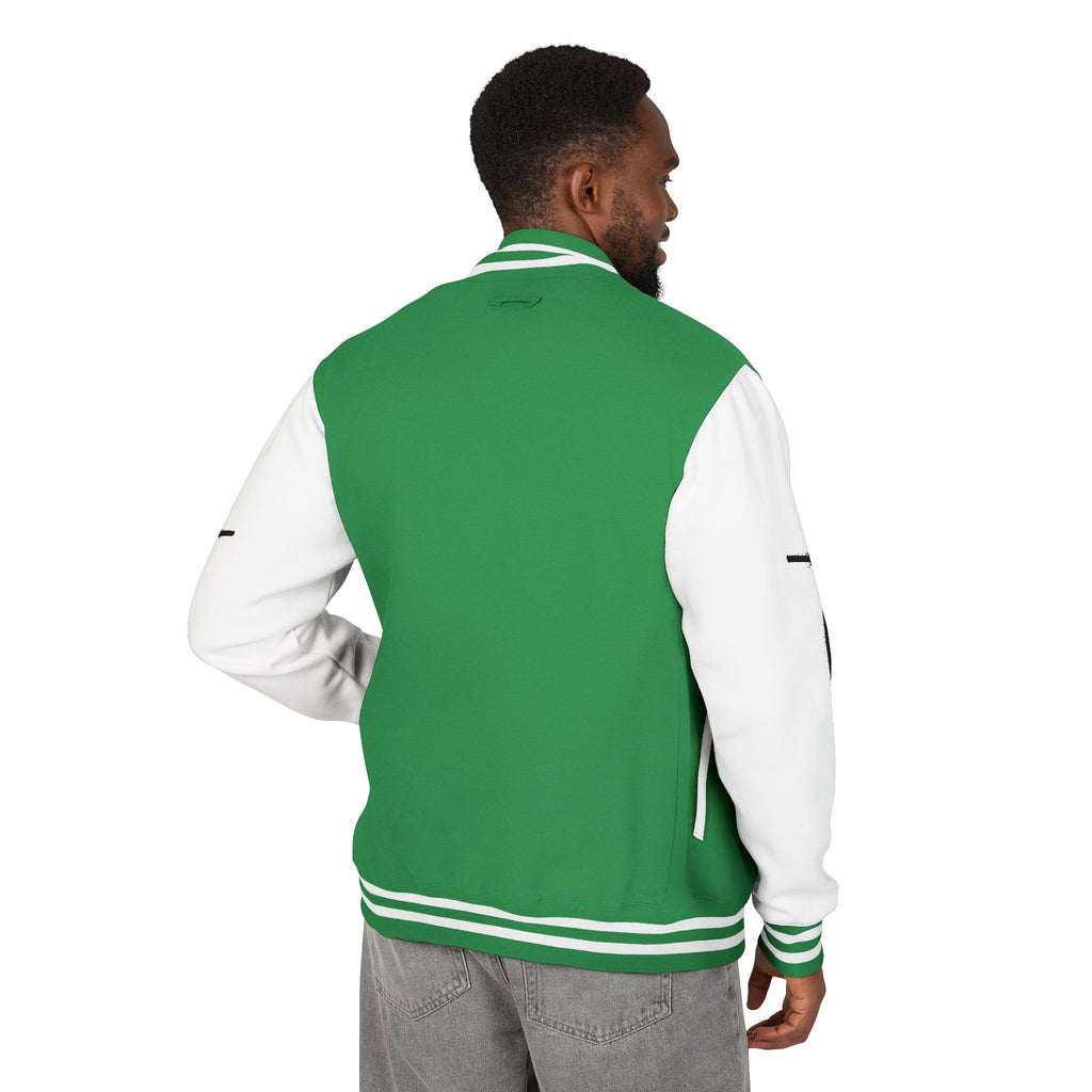 Cross Emblem Letterman Jacket | Red White Varsity