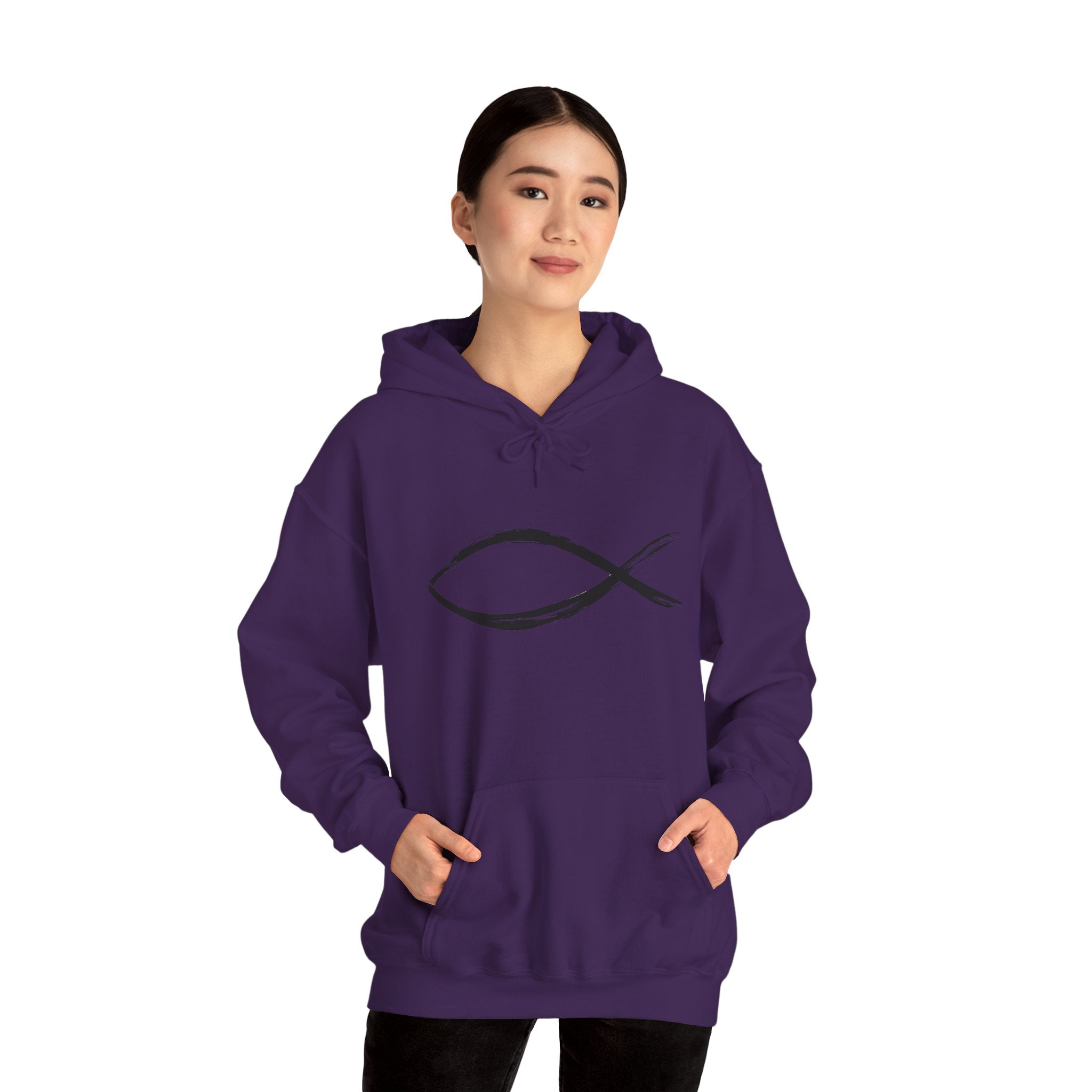 Christian Fish Symbal Heavy Blend™ Hooded Sweatshirt