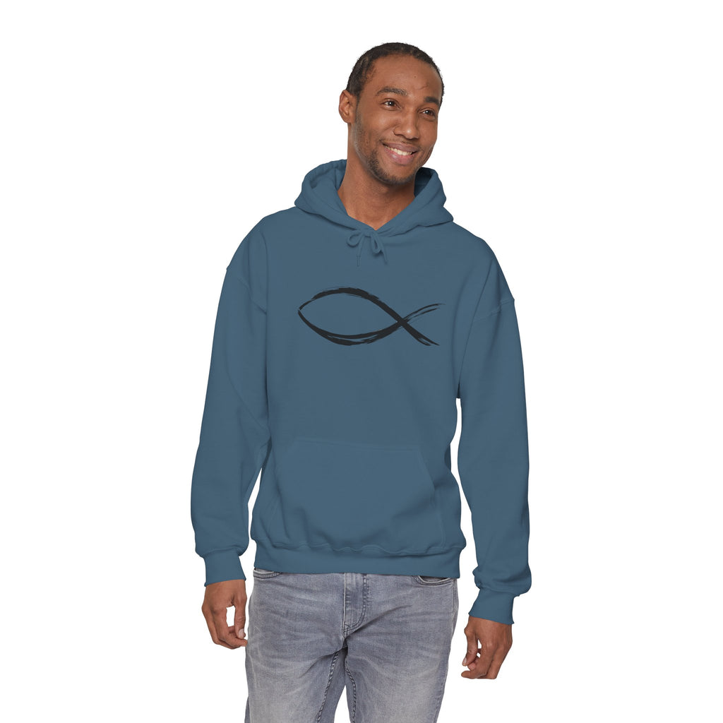 Christian Fish Symbal Heavy Blend™ Hooded Sweatshirt