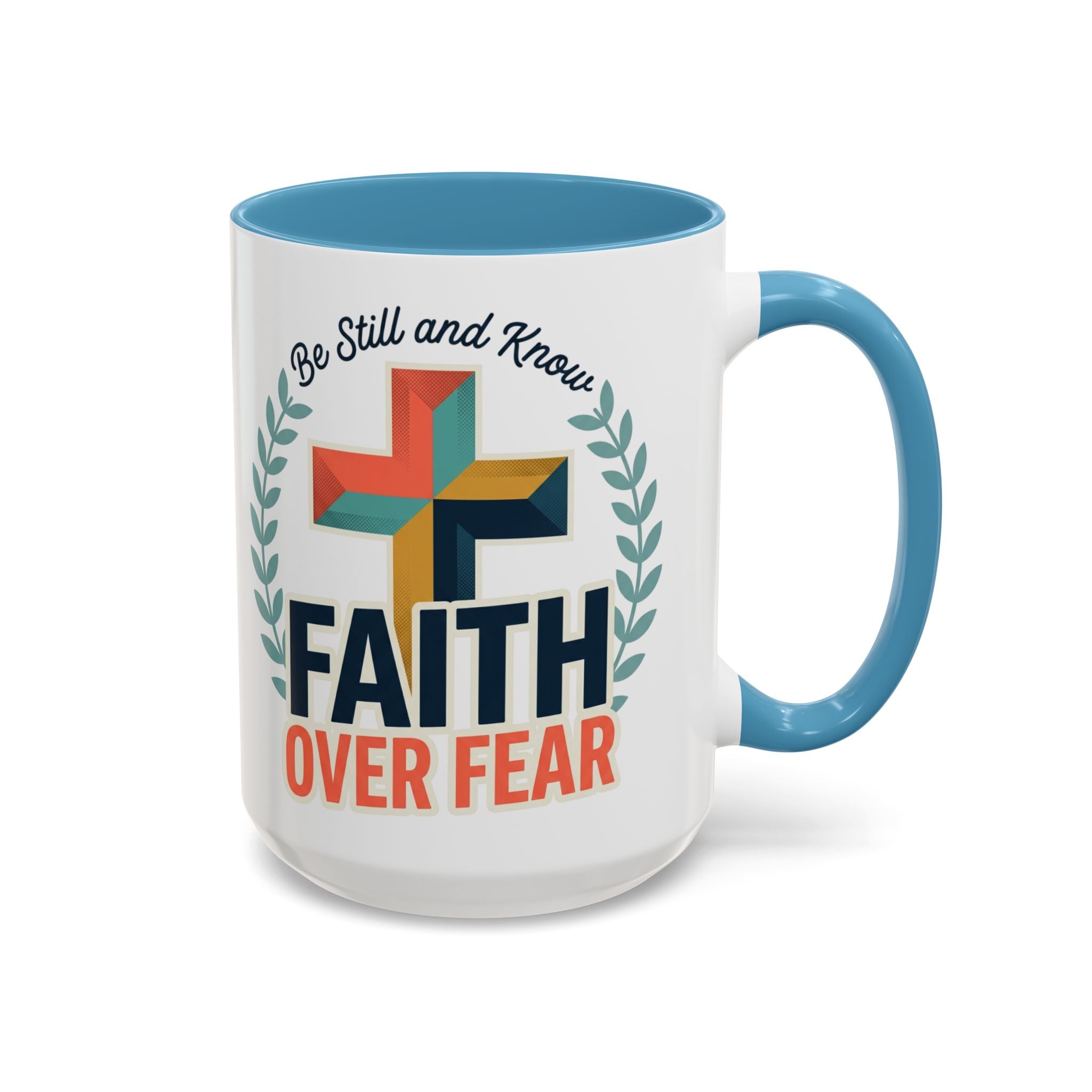 Faith Over Fear Accent Coffee Mug – Christian Inspirational 11/15oz