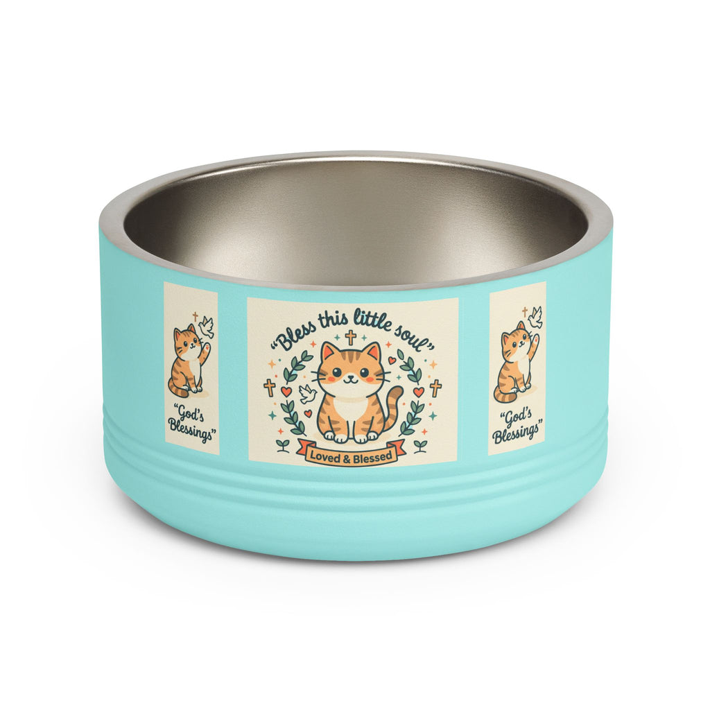 Cute Cat Pet Bowl — "Bless this little soul" 18oz Stainless Steel Bowl