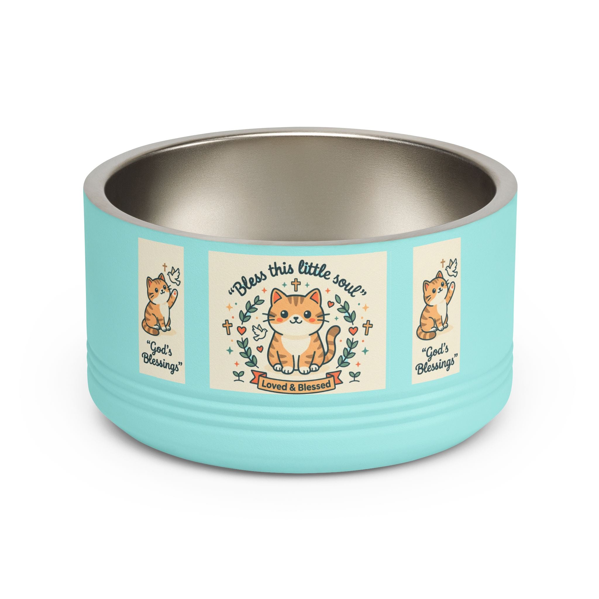 Cute Cat Pet Bowl — "Bless this little soul" 18oz Stainless Steel Bowl