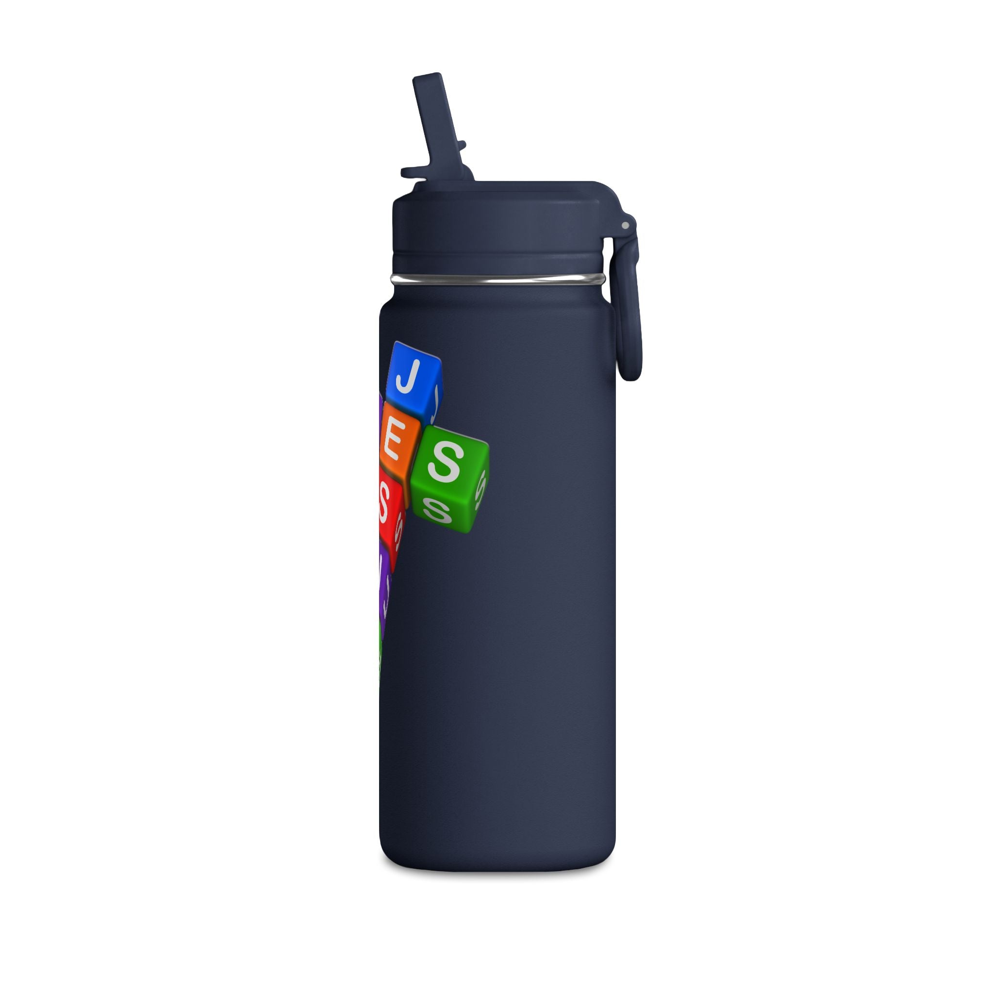 Color Block Letter Cubes Loves You Water Bottle | 20oz Mini