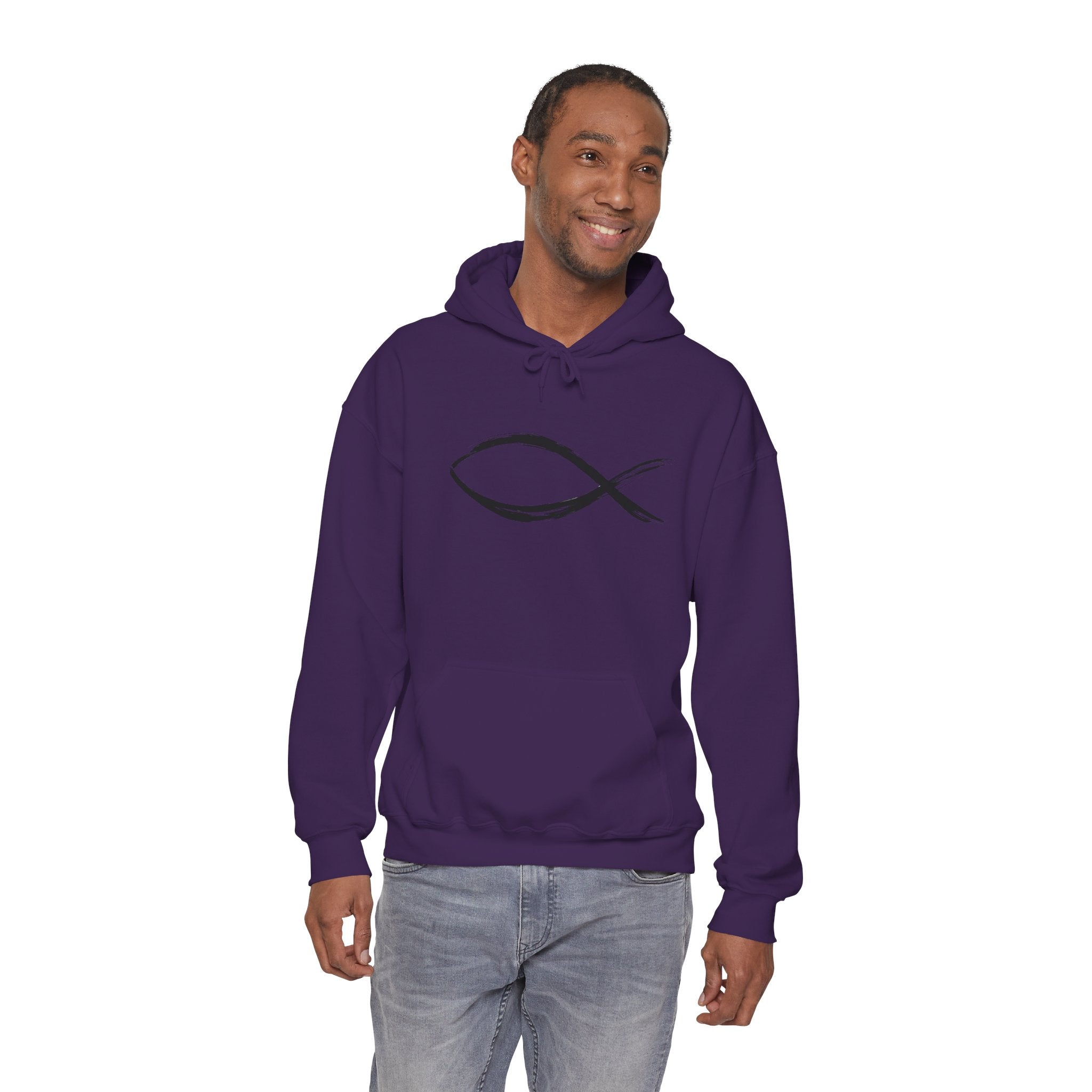 Christian Fish Symbal Heavy Blend™ Hooded Sweatshirt