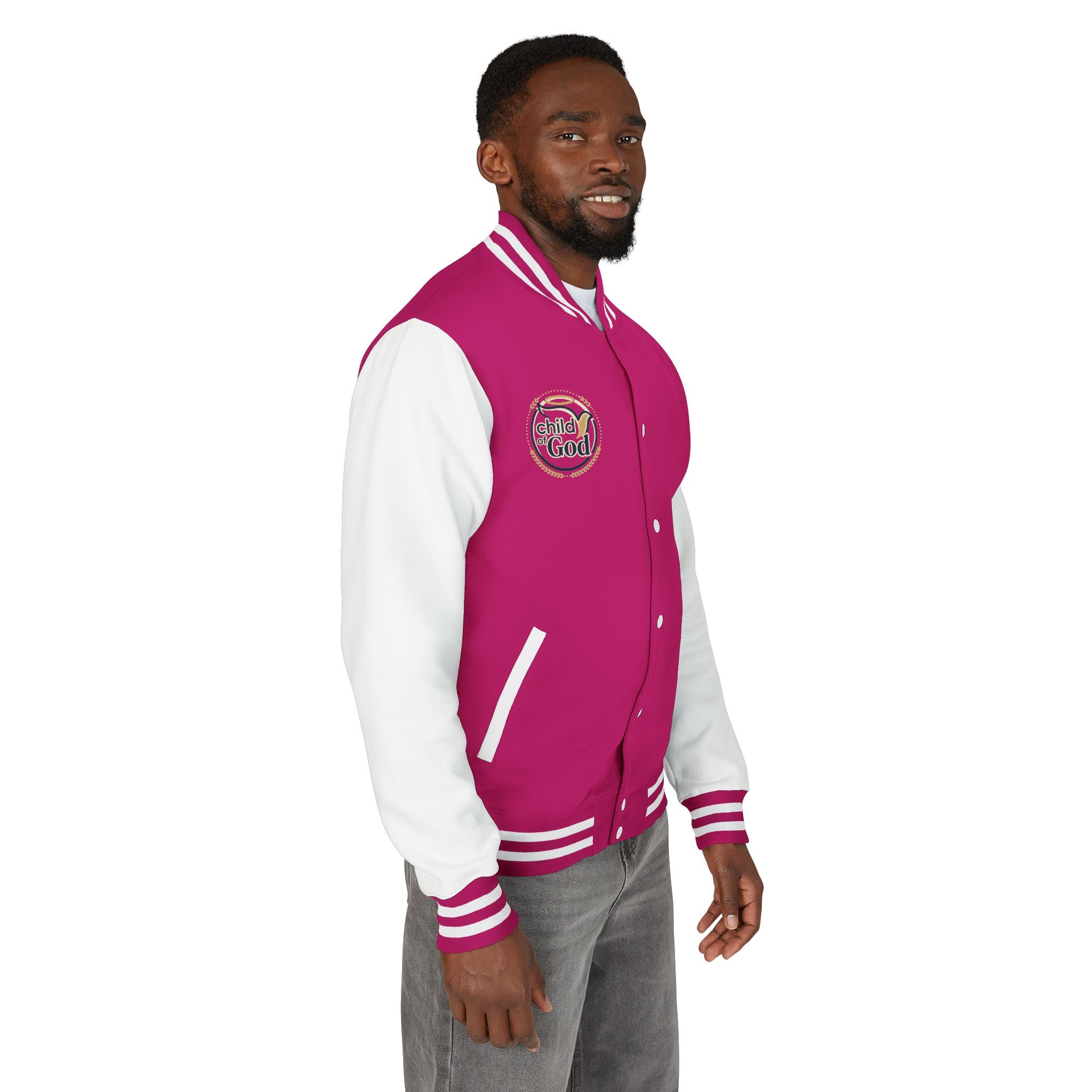 Child of God Emblem Letterman Jacket | Red White Varsity