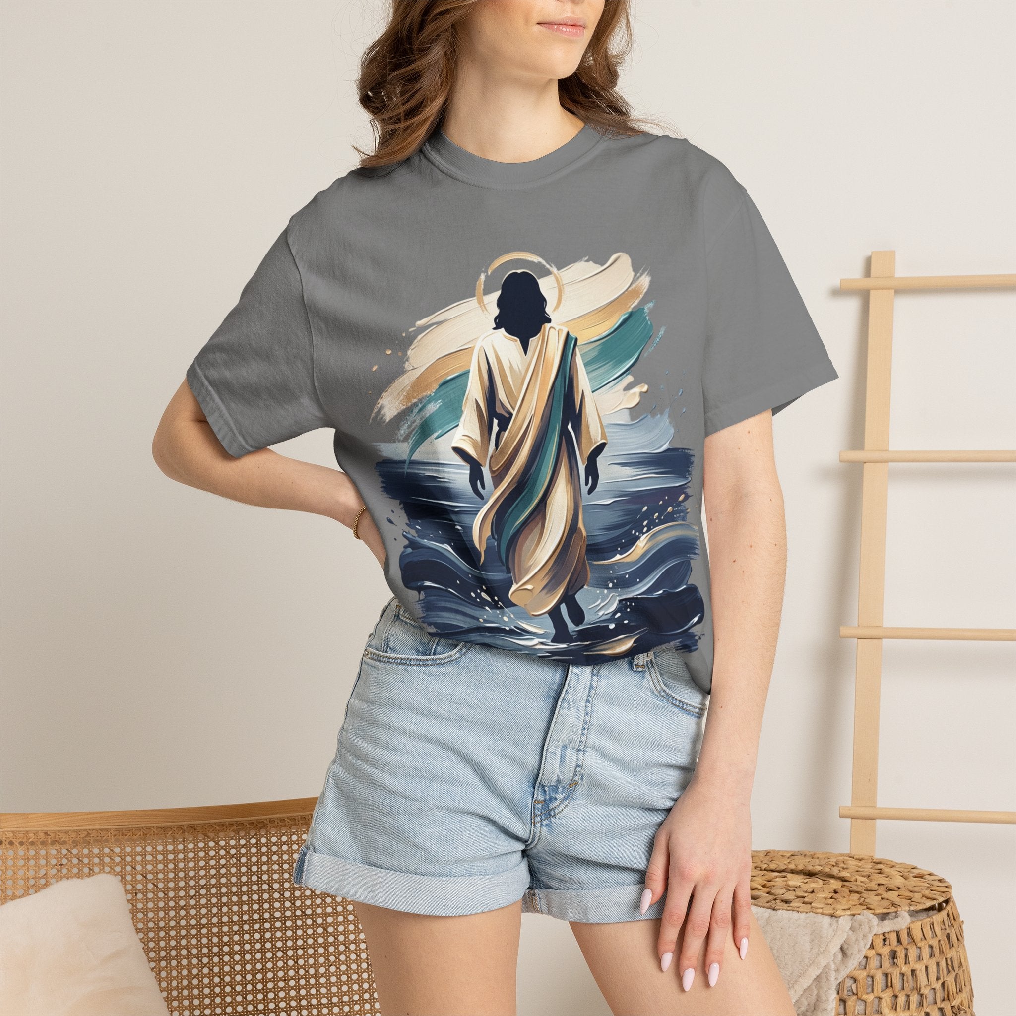 Jesus Walking on Water T-Shirt — Inspirational Christian Faith Tee